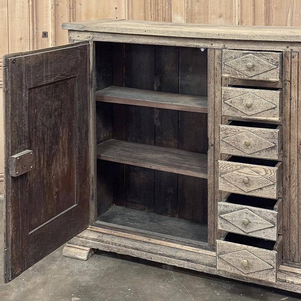 18th Century Rustic Dutch Buffet ~ Cabinet in Stripped Oak For Sale 10