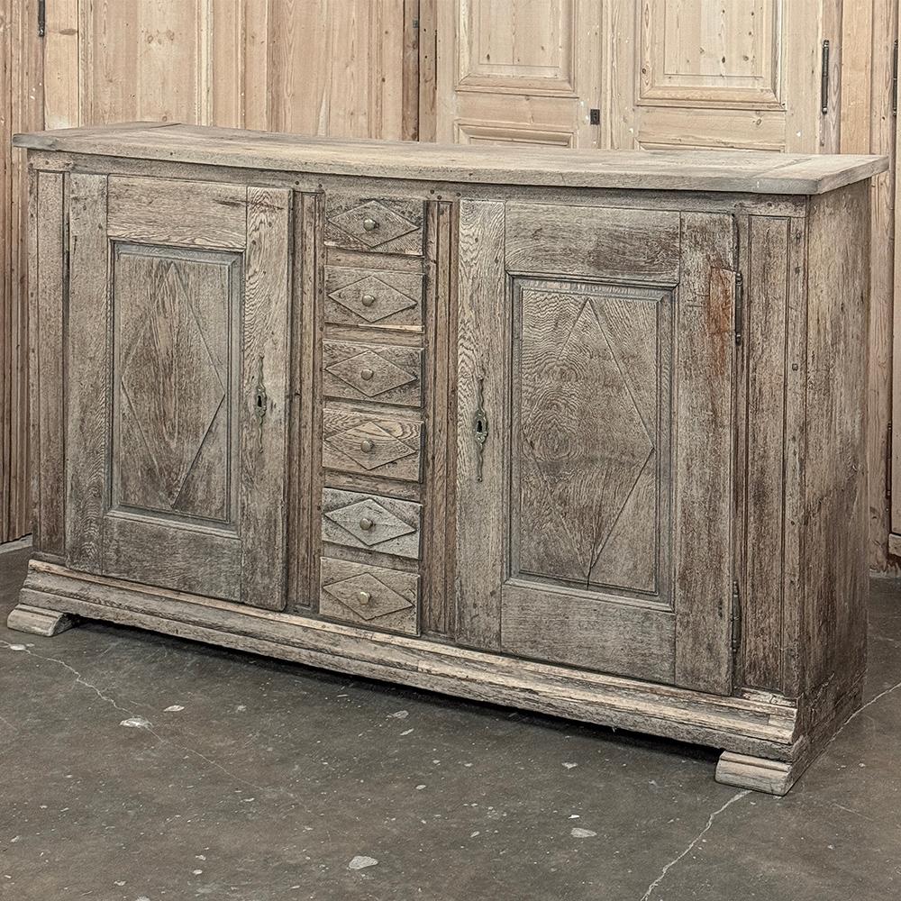 Hand-Crafted 18th Century Rustic Dutch Buffet ~ Cabinet in Stripped Oak For Sale