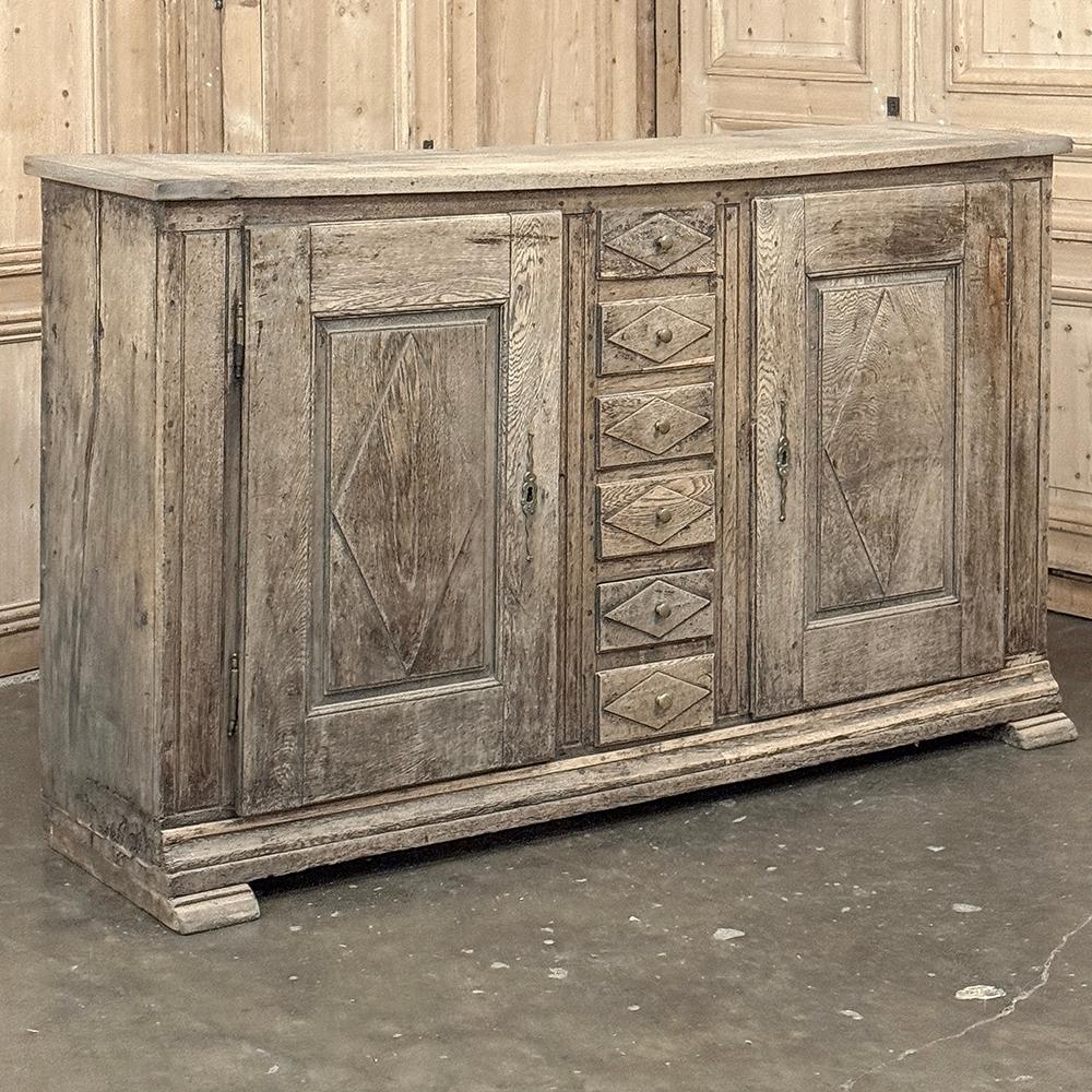 18th Century Rustic Dutch Buffet ~ Cabinet in Stripped Oak In Good Condition For Sale In Dallas, TX