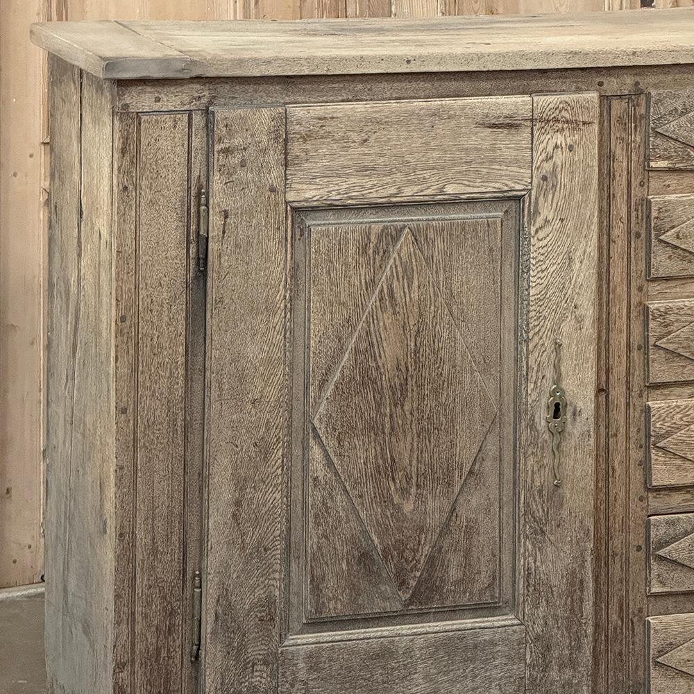 18th Century Rustic Dutch Buffet ~ Cabinet in Stripped Oak For Sale 1