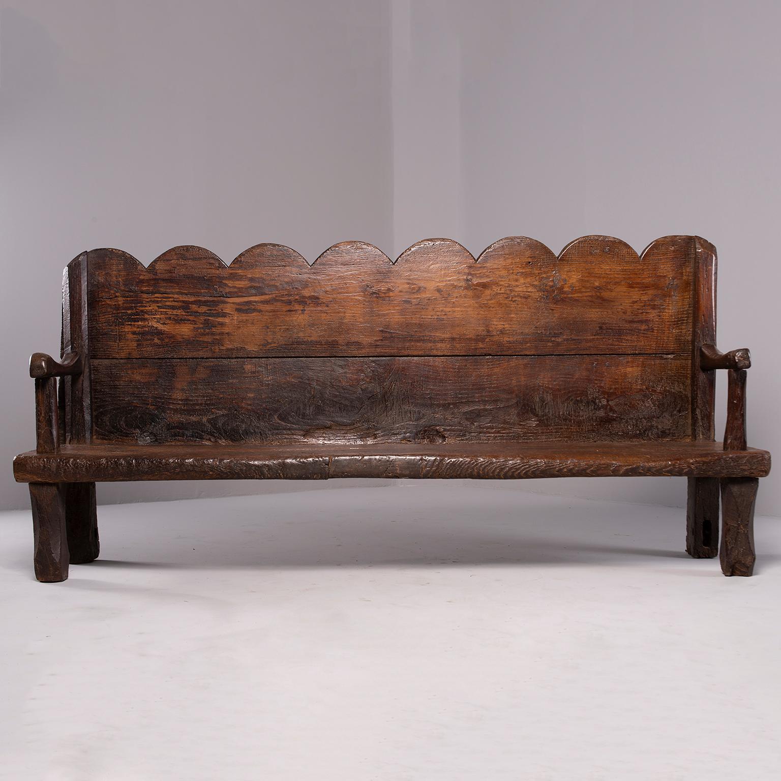 18th Century Rustic Dutch Chestnut Bench In Good Condition In Troy, MI