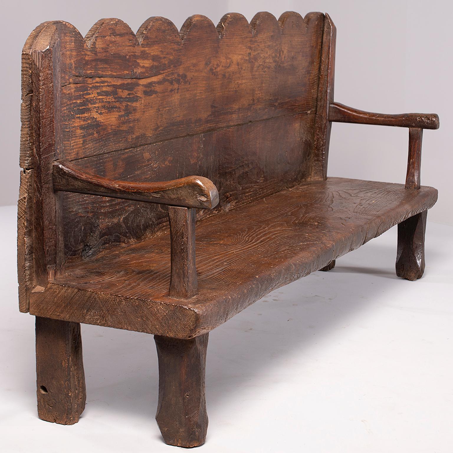 18th Century Rustic Dutch Chestnut Bench 1