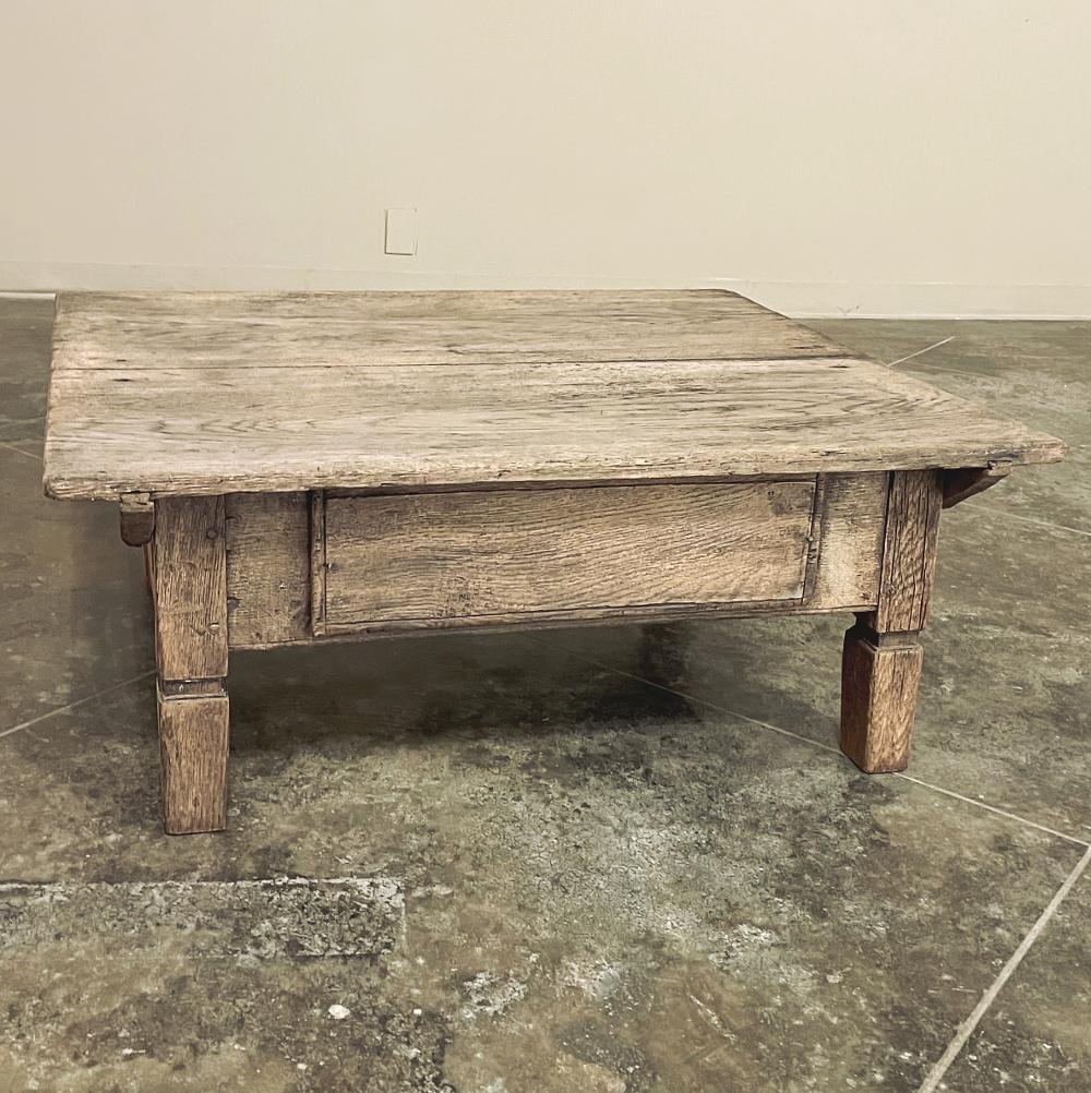 Hand-Crafted 18th Century Rustic Dutch Coffee Table in Stripped Oak For Sale