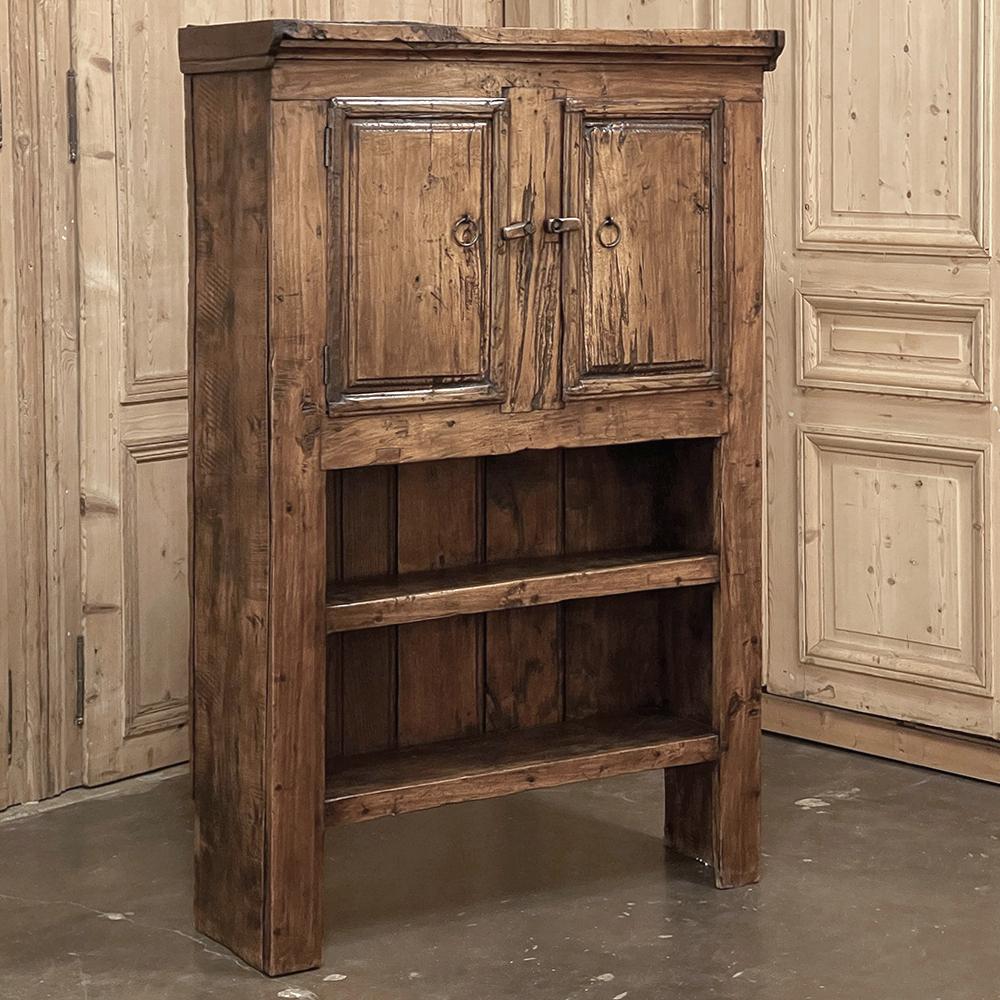 18th Ccentury rustic dutch cupboard ~ Raised Cabinet was created by able rural artisans for a distinct purpose, and designed with a charming lack of fancy adornment making it ideal for today's casual decors. Intended as a repository for pots, pans
