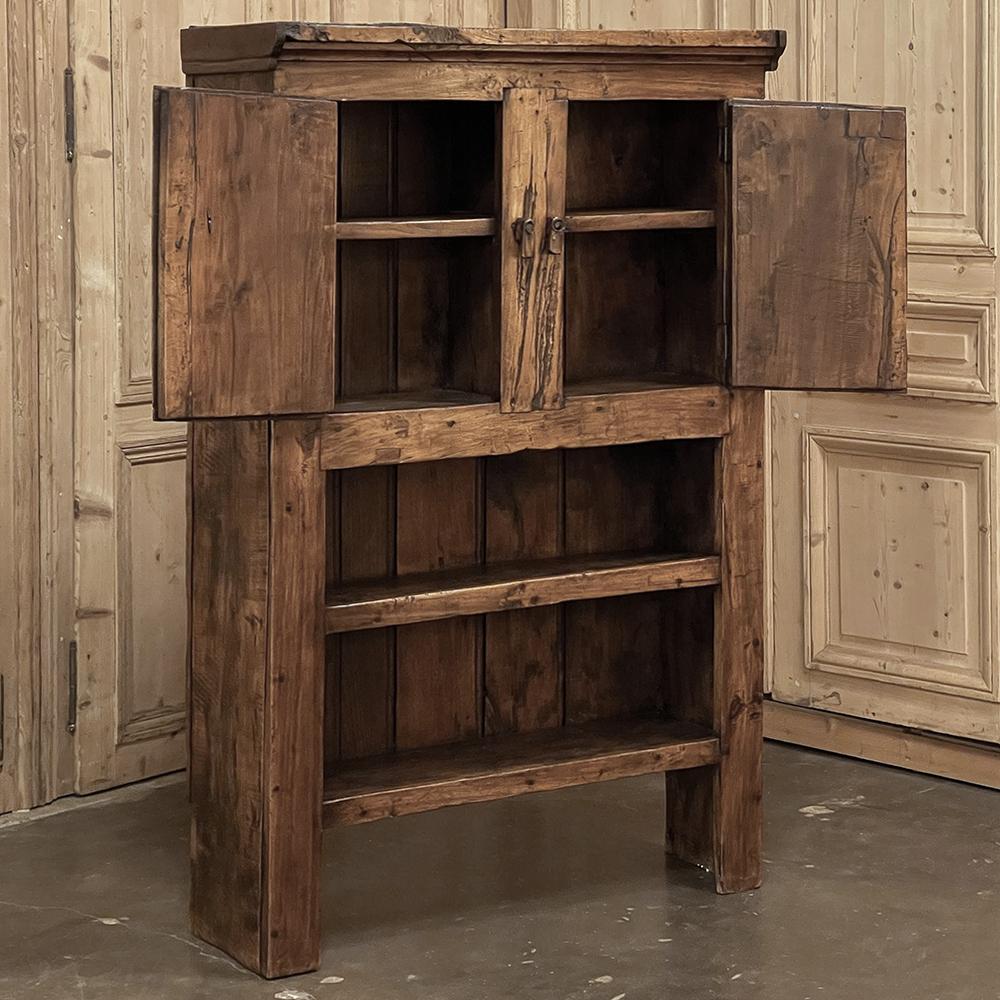 Brass 18th Century Rustic Dutch Cupboard ~ Raised Cabinet For Sale