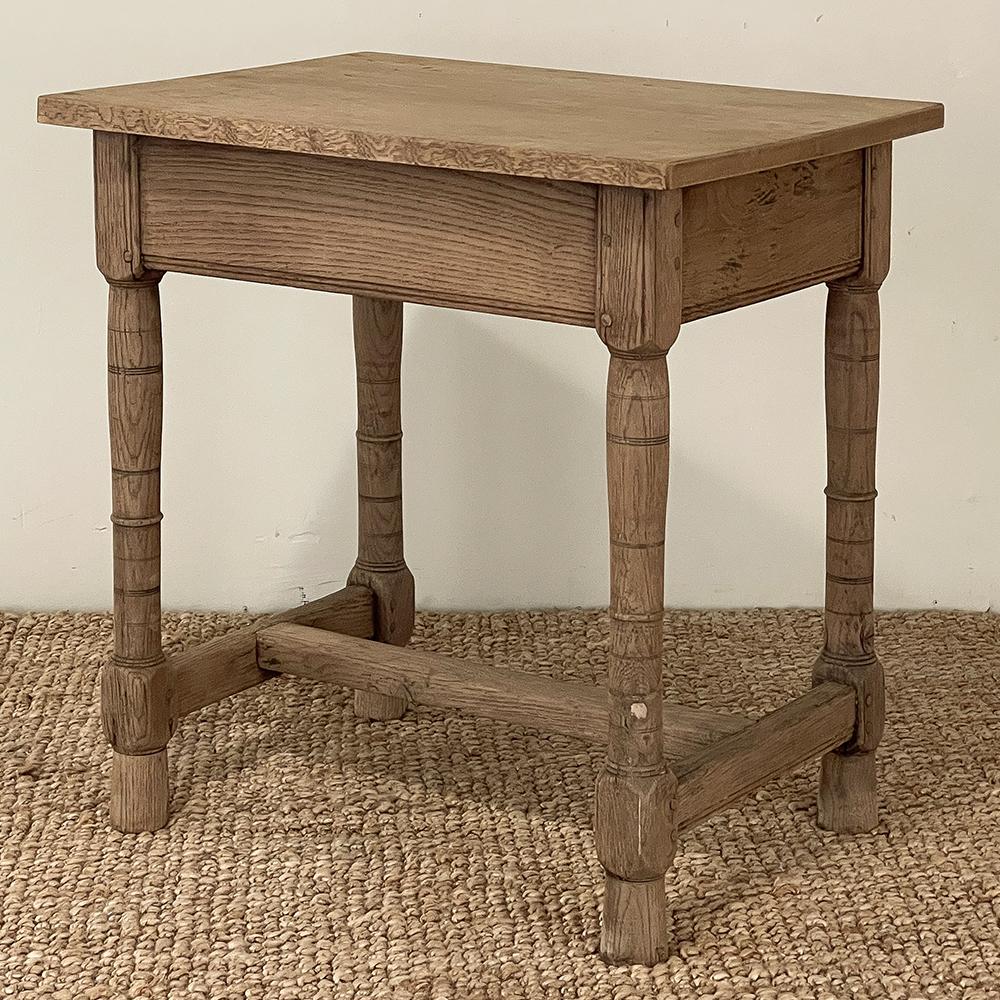 18th Century Rustic European End Table in Stripped Oak For Sale 6