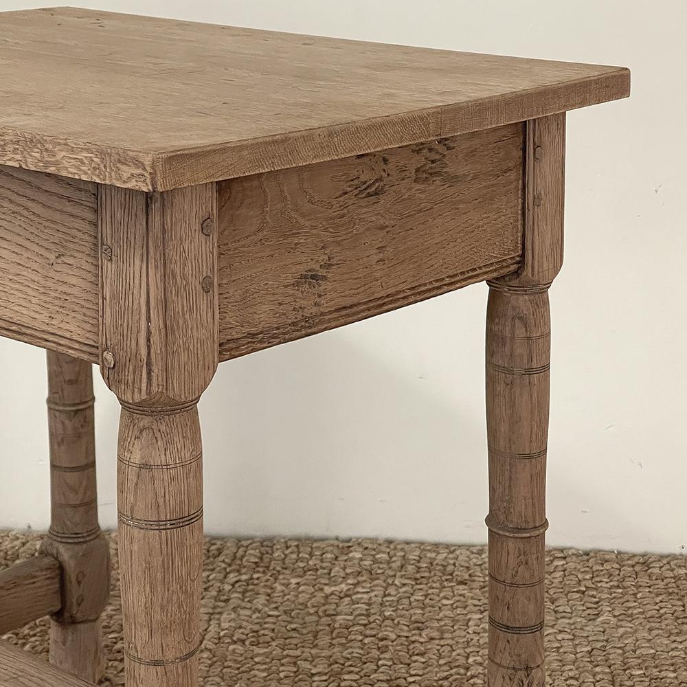 18th Century Rustic European End Table in Stripped Oak For Sale 7