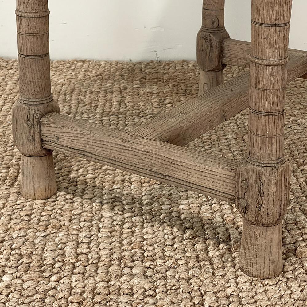 18th Century Rustic European End Table in Stripped Oak For Sale 8