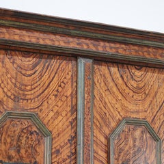 18th Century Rustic Farmhouse Folk Art Painted Bridal Cabinet