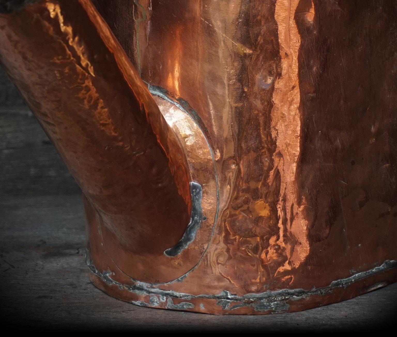 18th Century and Earlier 18th Century Rustic French Hand Hammered Copper Garden Watering Can For Sale