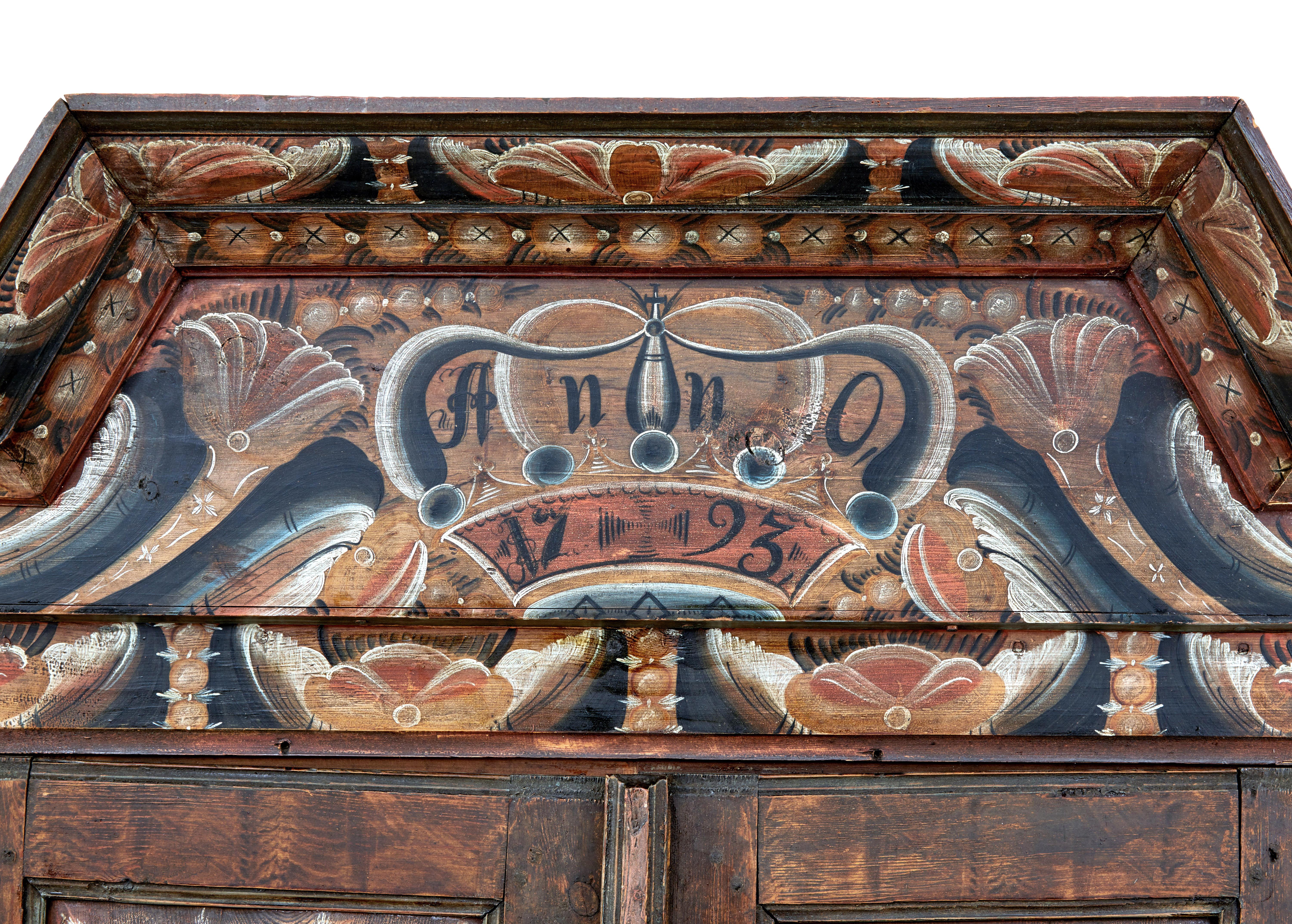 18th Century Rustic Hand Painted Swedish Cupboard 6