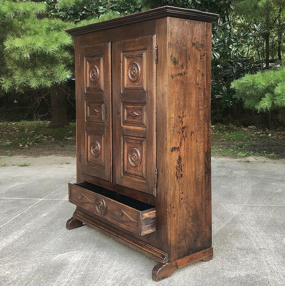 Hand-Crafted 18th Century Rustic Italian Chestnut Armoire