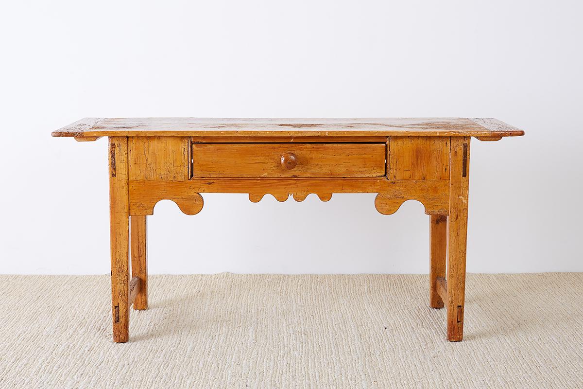 Italian 18th Century Rustic Pine Farmhouse Table or Console