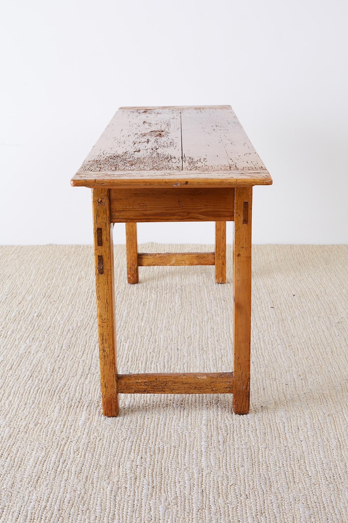 18th Century and Earlier 18th Century Rustic Pine Farmhouse Table or Console