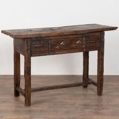 Table console rustique en châtaignier portugais du XVIIIe siècle avec un seul tiroir