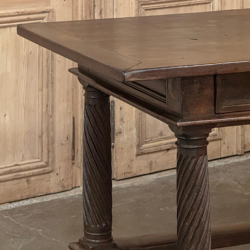 Steel 18th Century Rustic Spanish Walnut Library Table ~ Center Table For Sale