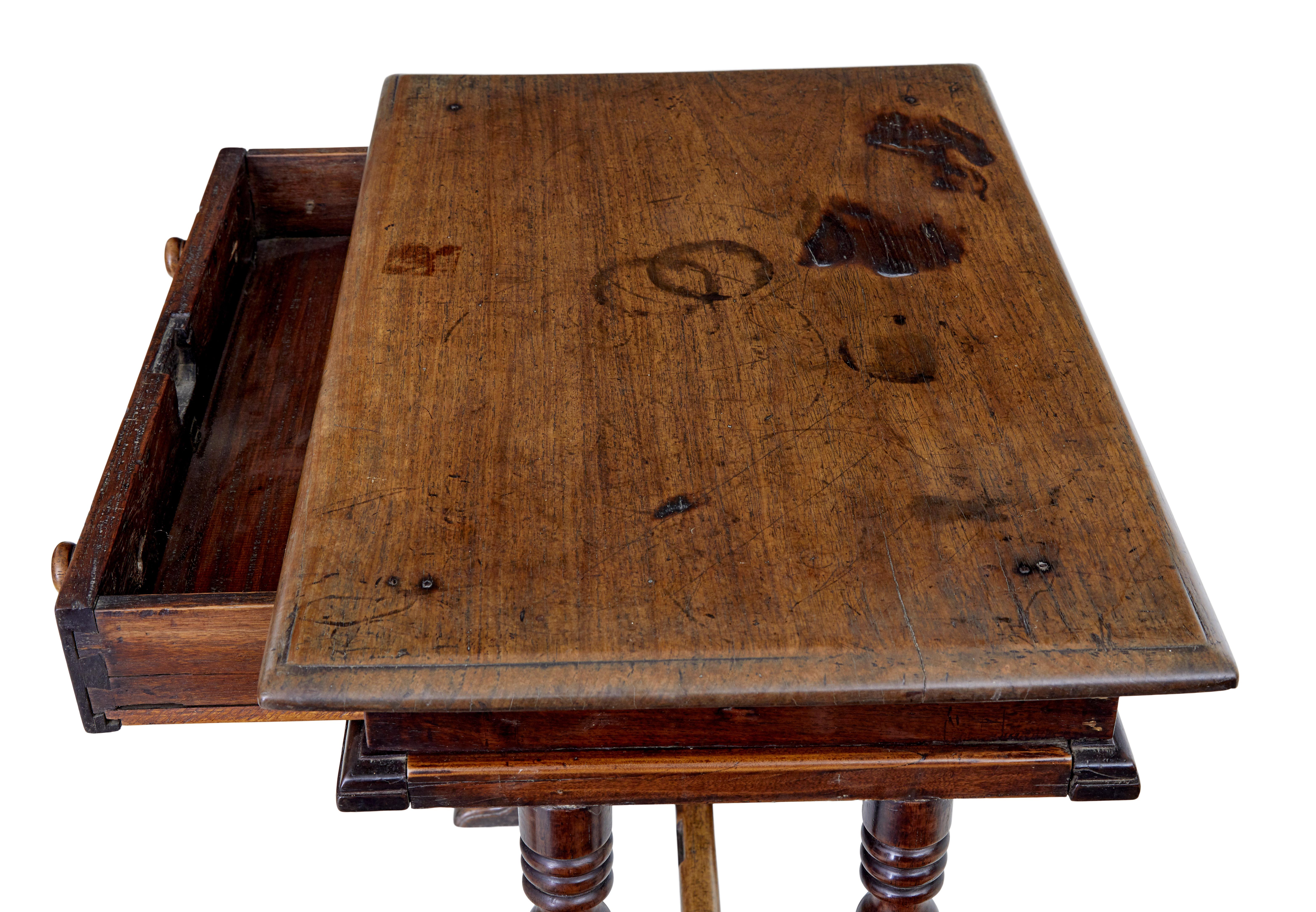 Hand-Crafted 18th Century Rustic Walnut Side Table For Sale
