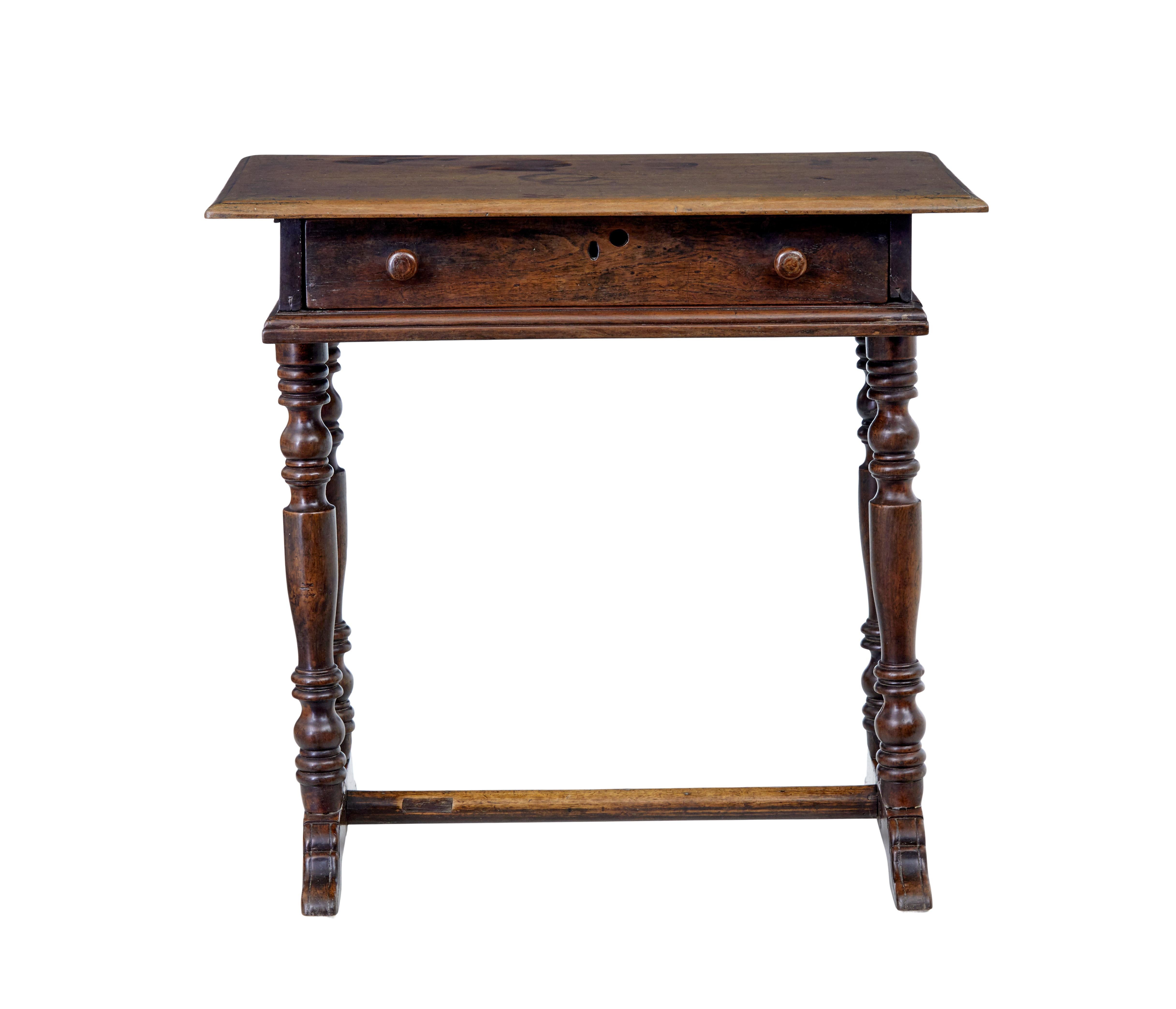 18th Century Rustic Walnut Side Table In Fair Condition For Sale In Debenham, Suffolk