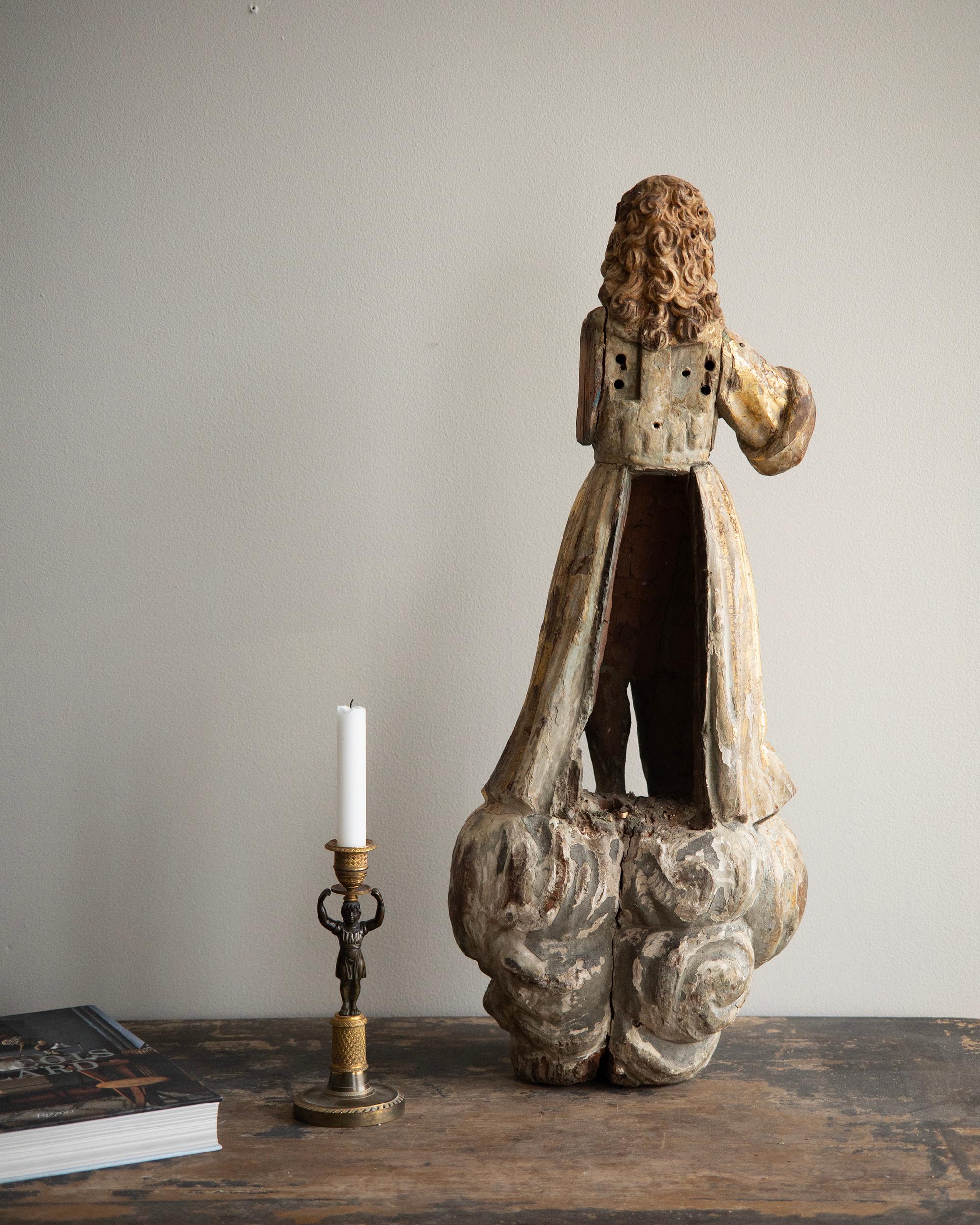 Legno dorato Arte sacra del XVIII secolo, Statua di donna in vendita