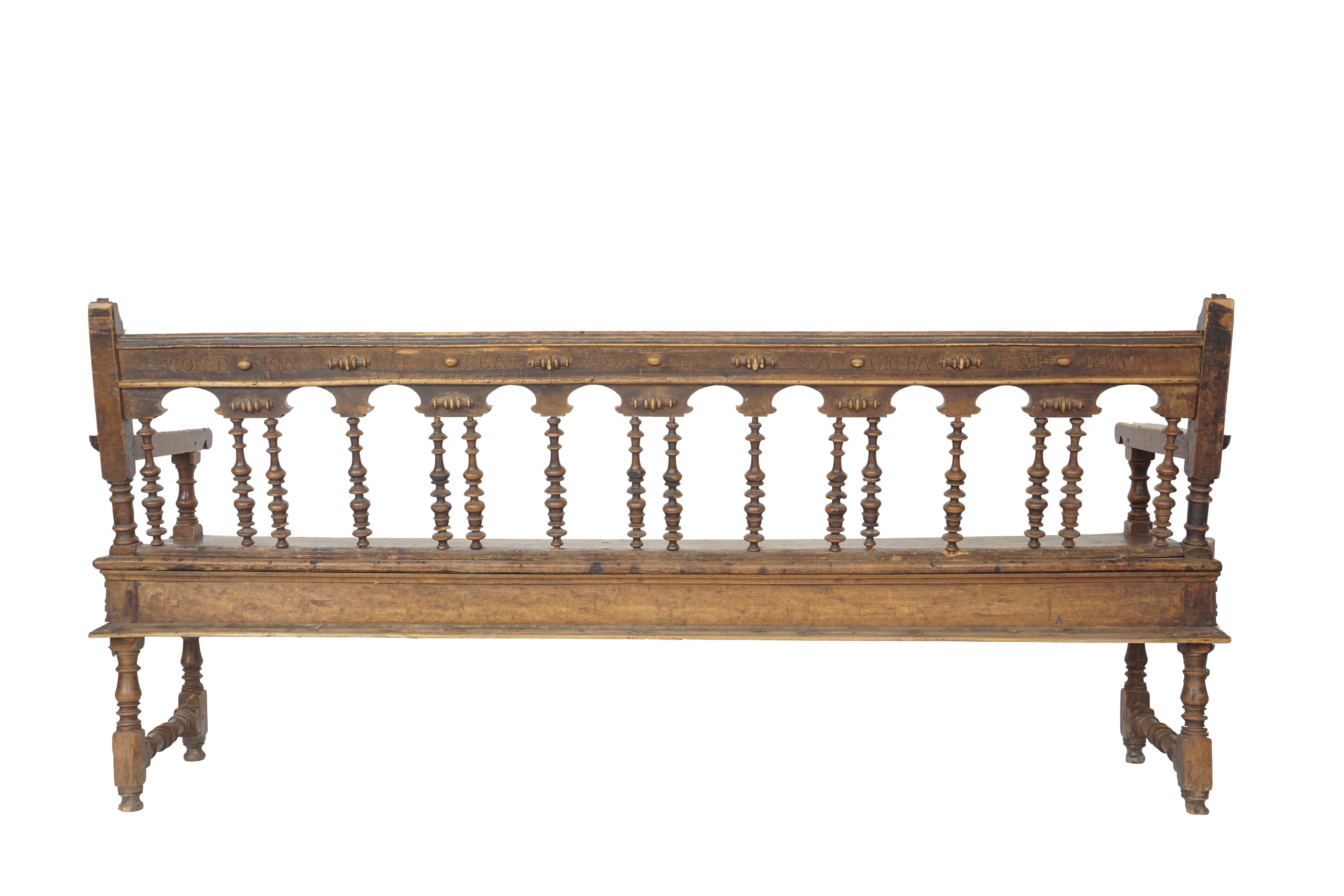 Mexican 18th Century Sacristy Bench