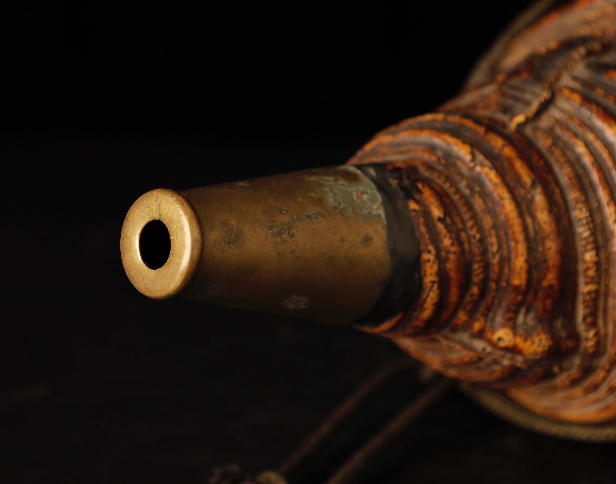 18th Century Samurai Signal Conch with Brass Mouthpiece 7