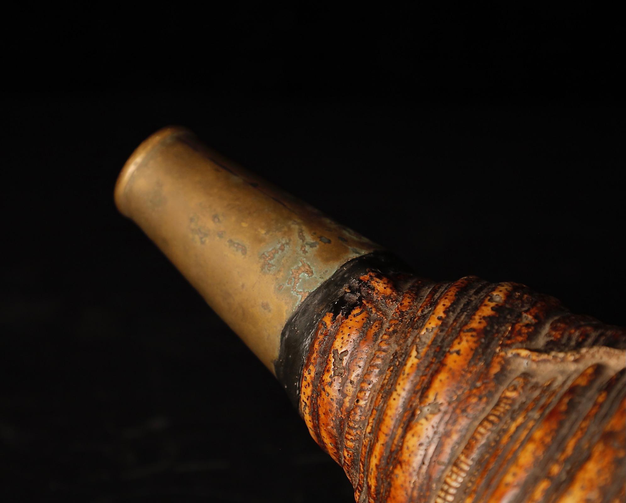 18th Century Samurai Signal Conch with Brass Mouthpiece 8