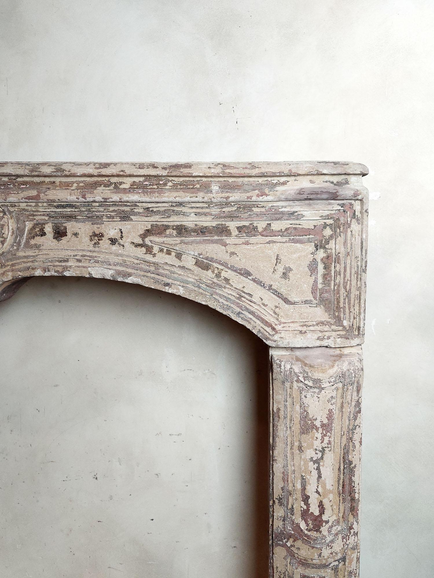 18th Century and Earlier 18th Century Sandstone Baroque Mantelpiece in soft Pink and Beige