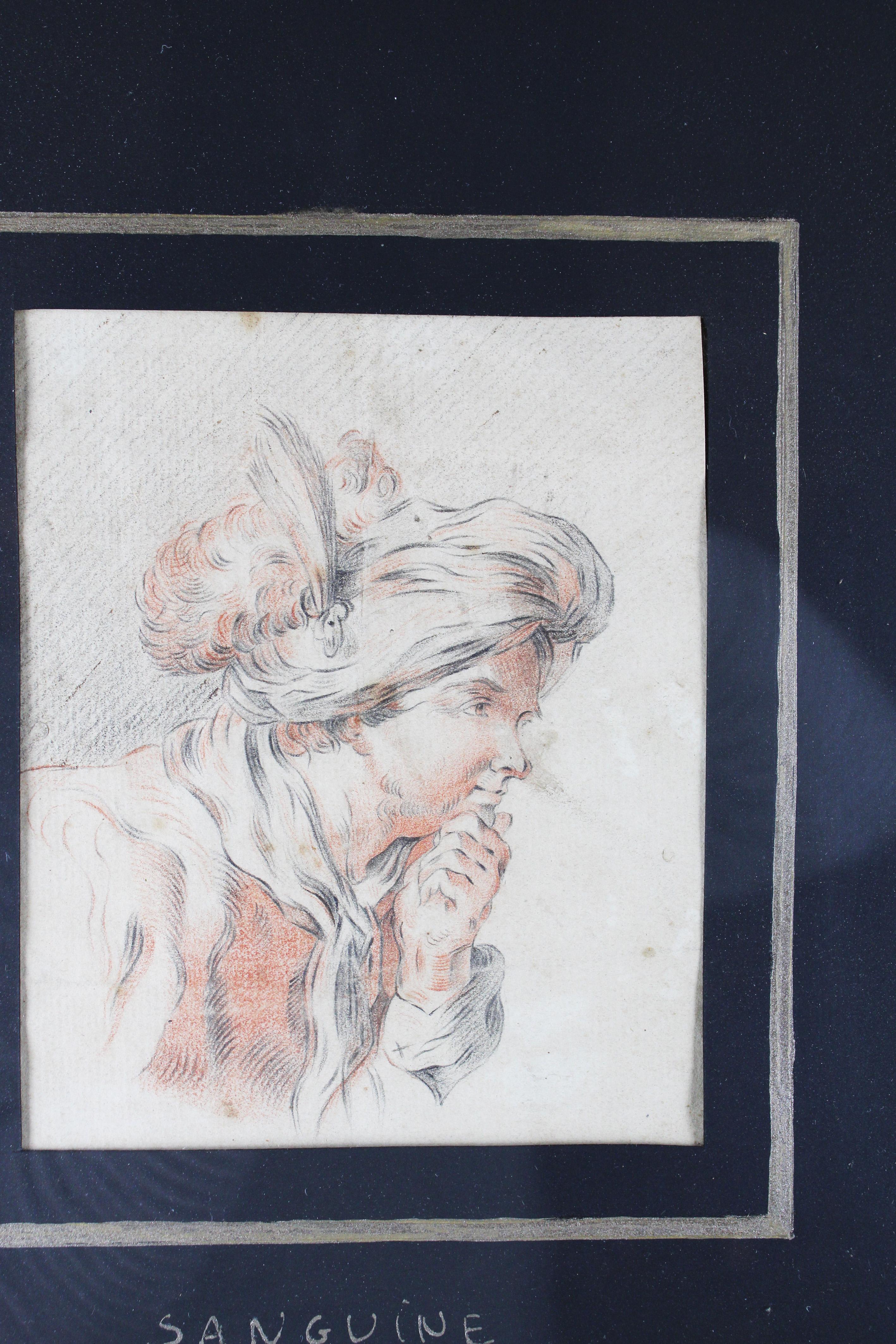 Louis XV 18th Century Sanguine Drawing Framed  