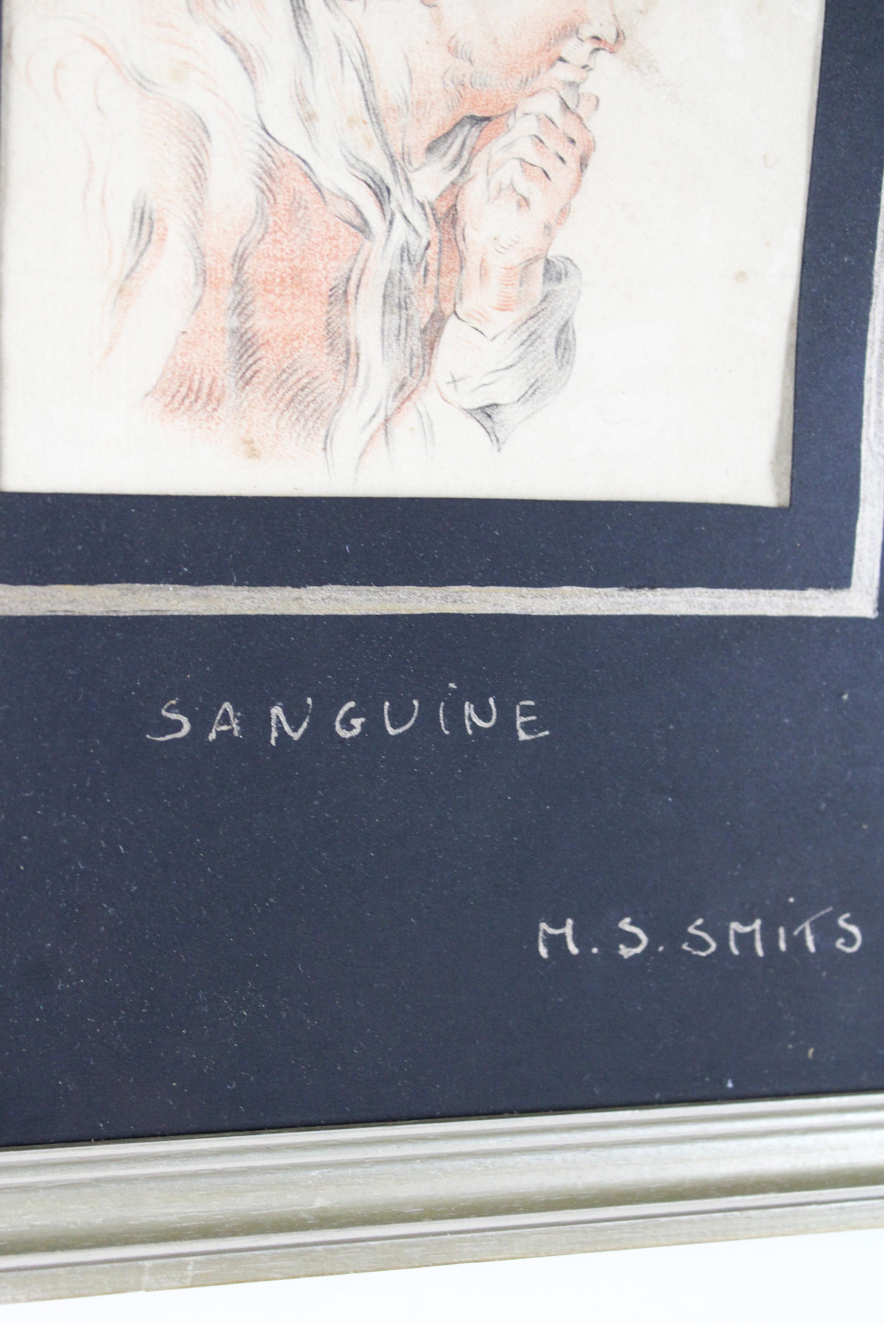 18th Century and Earlier 18th Century Sanguine Drawing Framed  