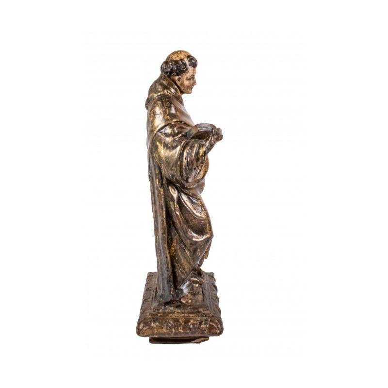 Italian 18th Century Sant'antonio Abate Sculpture in Wood For Sale