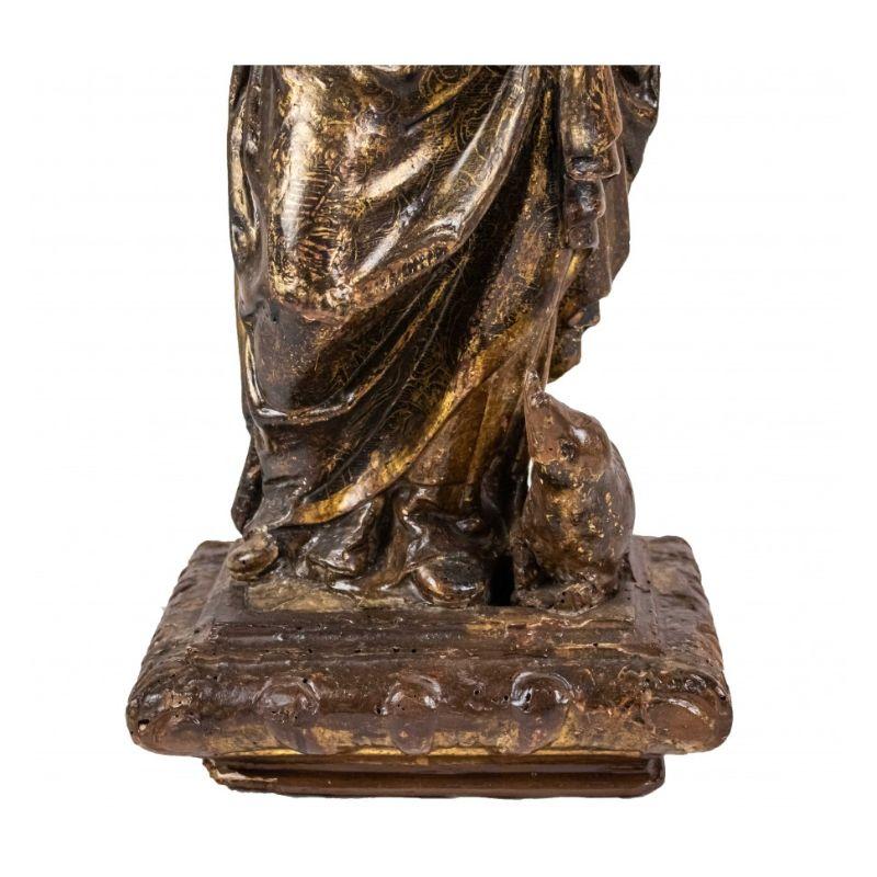 18th Century Sant'antonio Abate Sculpture in Wood In Good Condition For Sale In Milan, IT