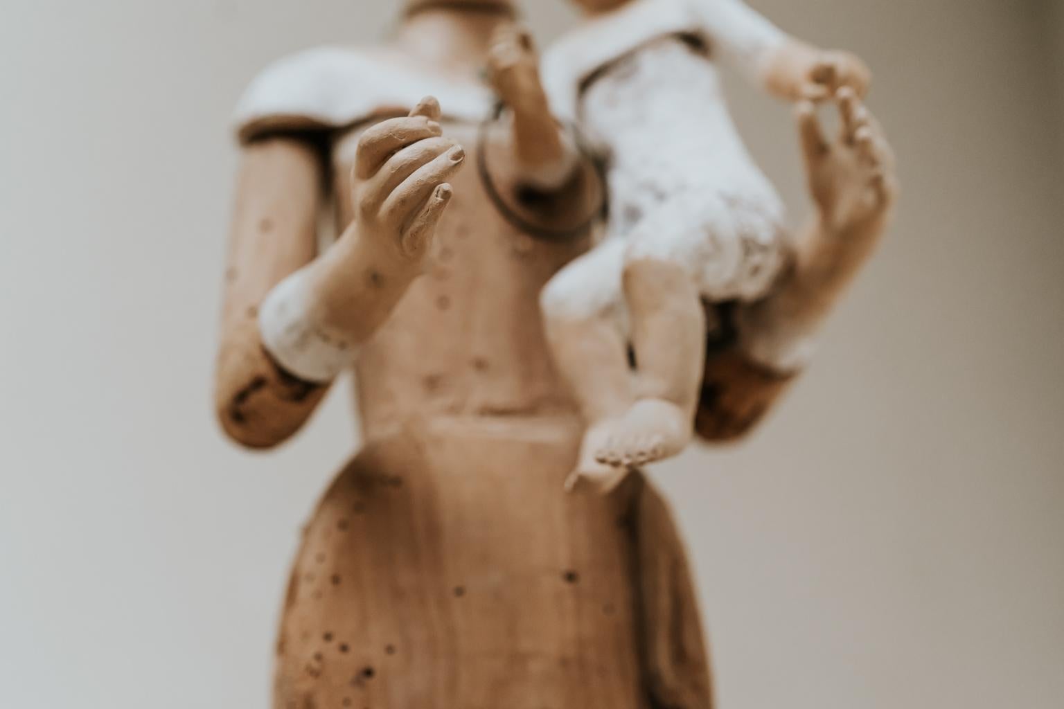 Softwood 18th Century Santos Figure Madonna and Child