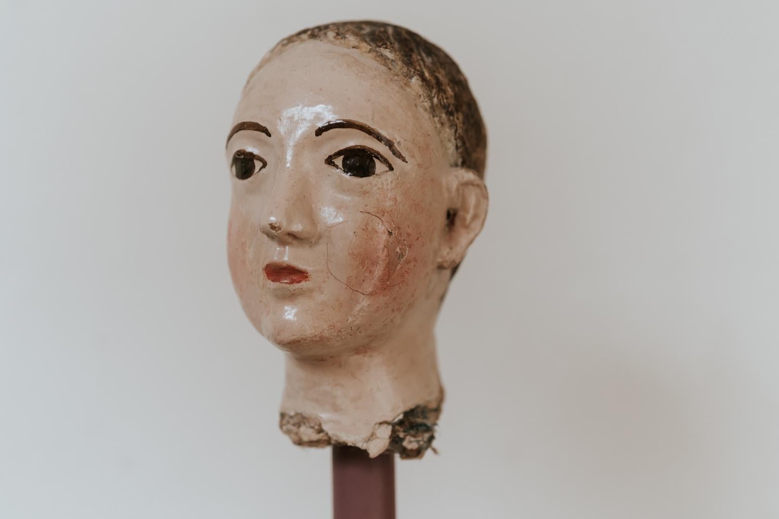 Hand-Painted 18th Century Santos Head