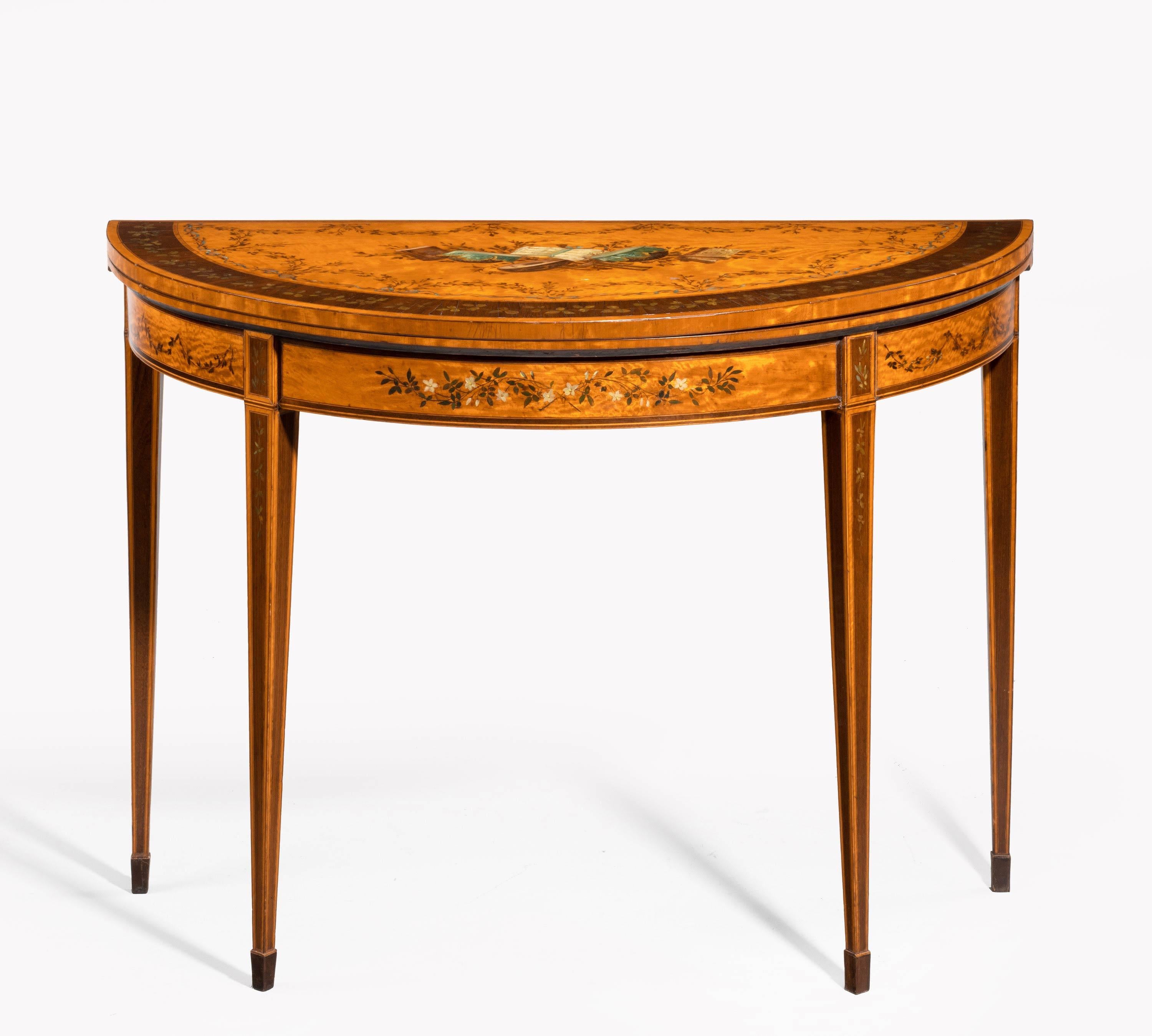 18th Century Satinwood Demilune Card Table 5