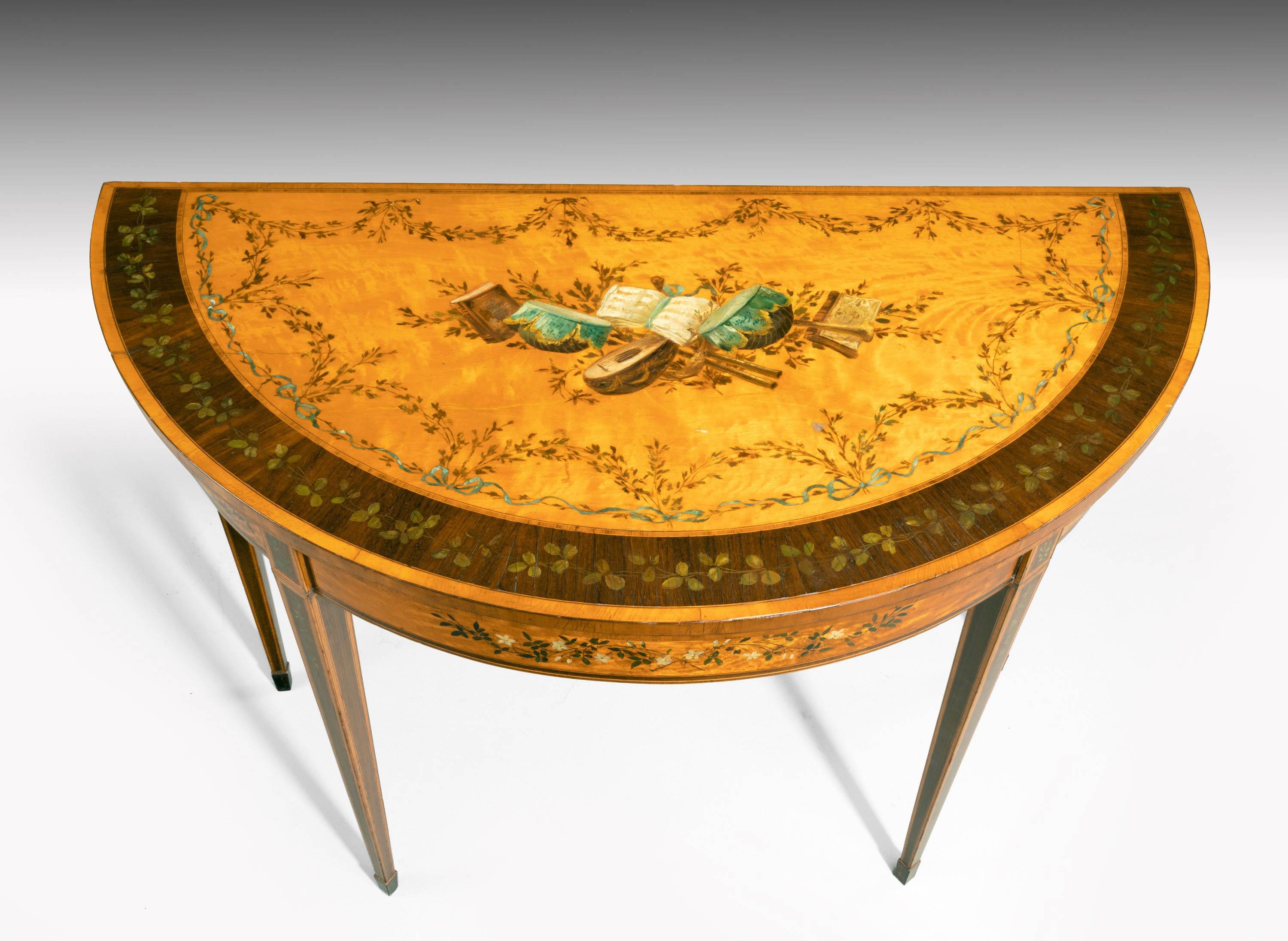 18th Century Satinwood Demilune Card Table 2
