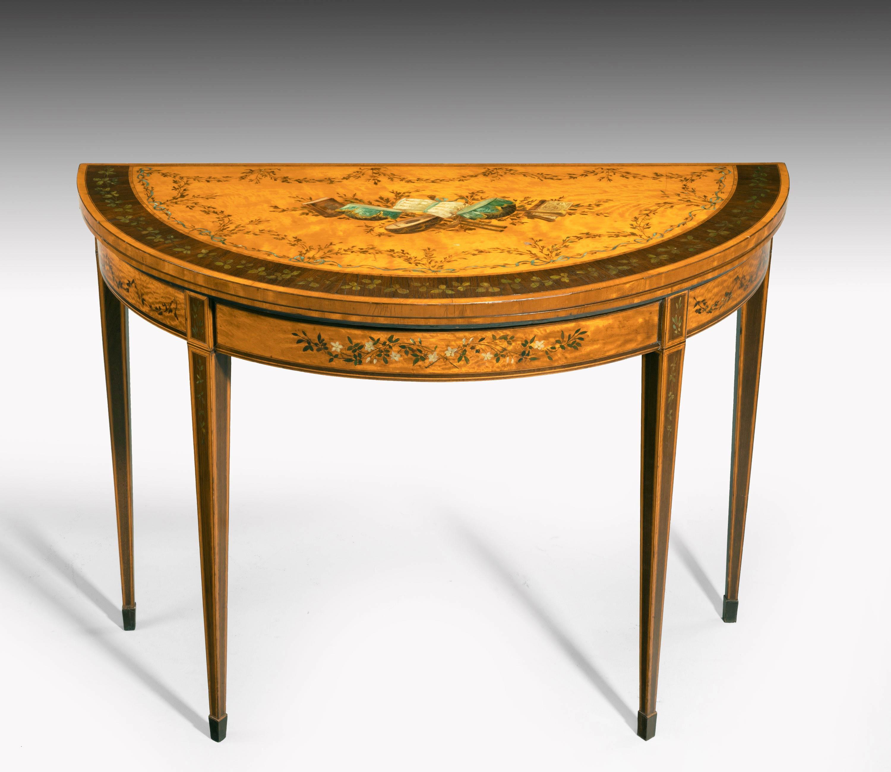 18th Century Satinwood Demilune Card Table 3