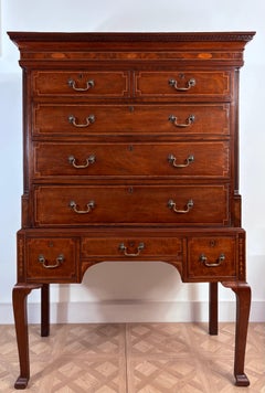 18th Century Satinwood Inlaid Mahogany Chest On Stand