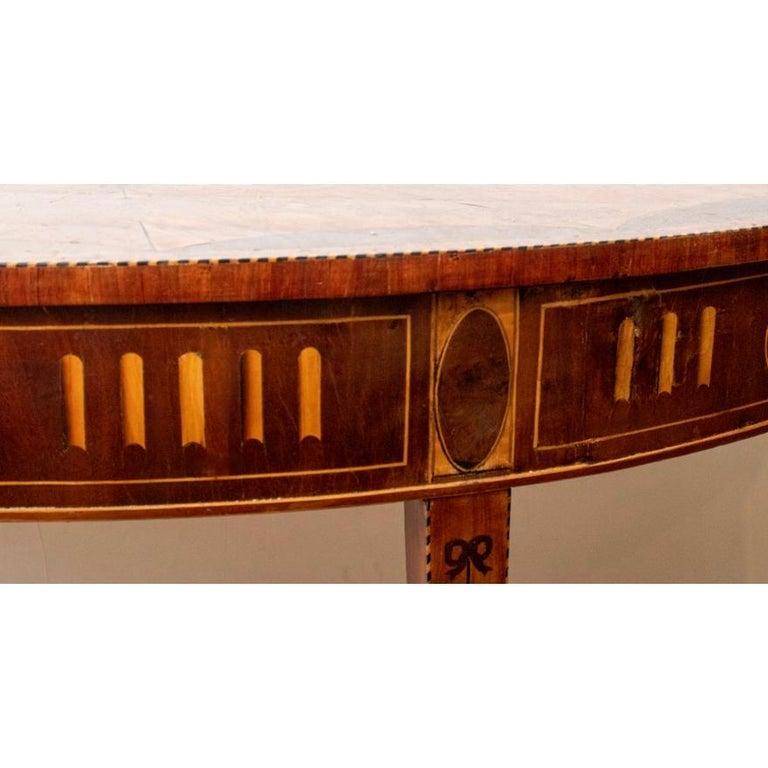 18th Century Satinwood Neoclassical Inlaid Demilune Console Table  For Sale 2