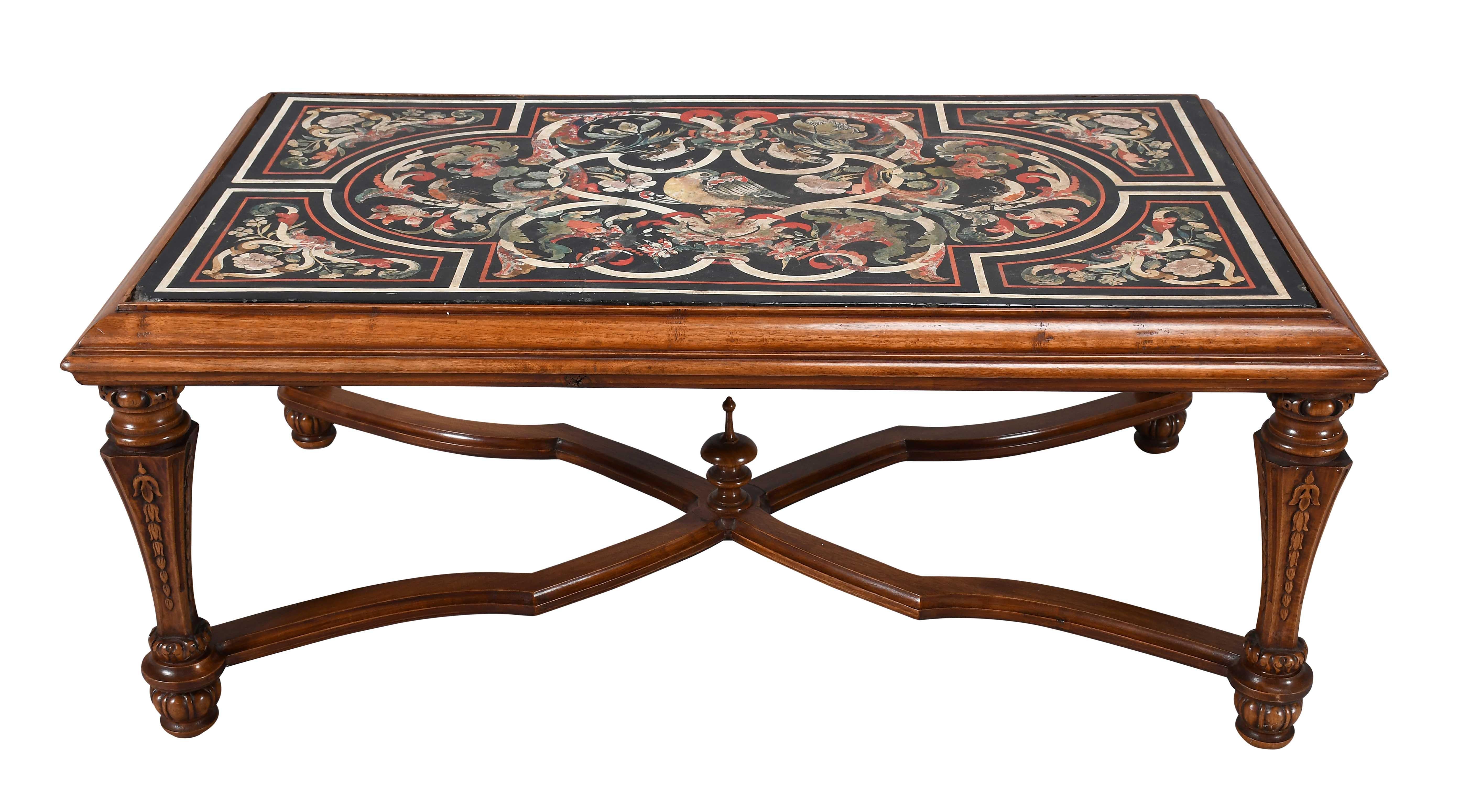 Plateau de Scagliola du 18ème siècle sur base de table basse moderne en vente 3