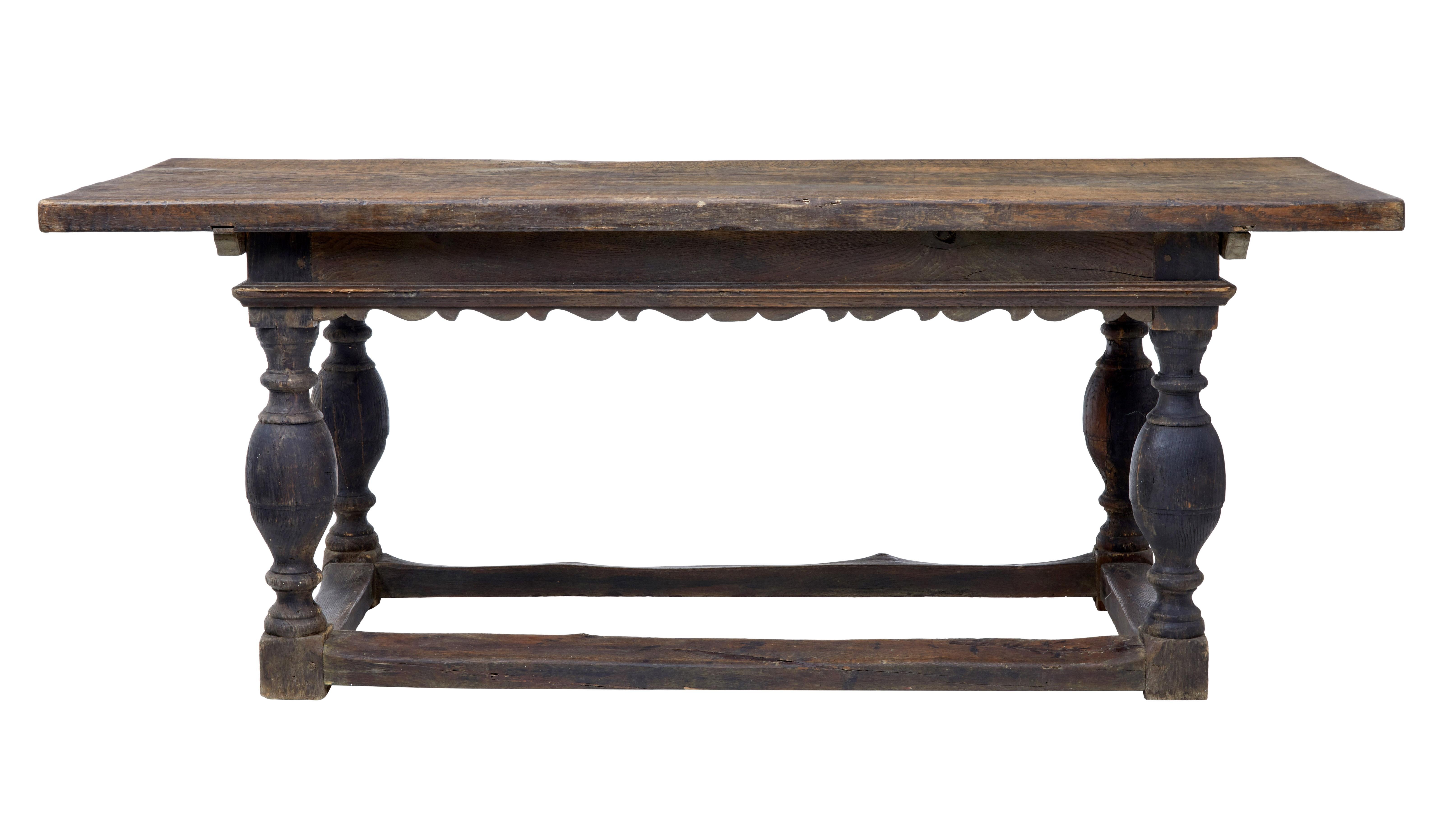 18th Century Scandinavian Baroque Dining Table In Good Condition In Debenham, Suffolk