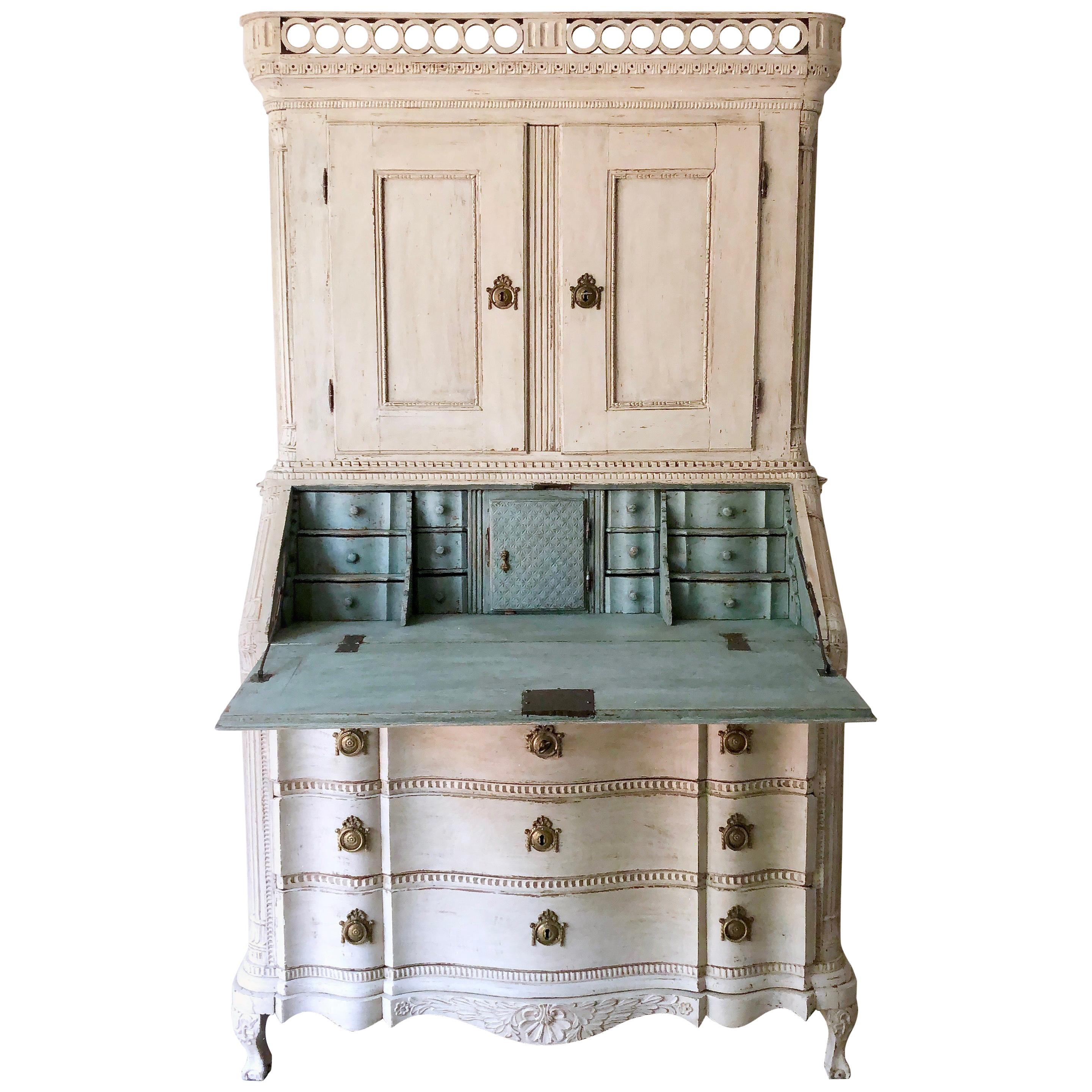 18th Century Scandinavian Baroque Period Secretaire