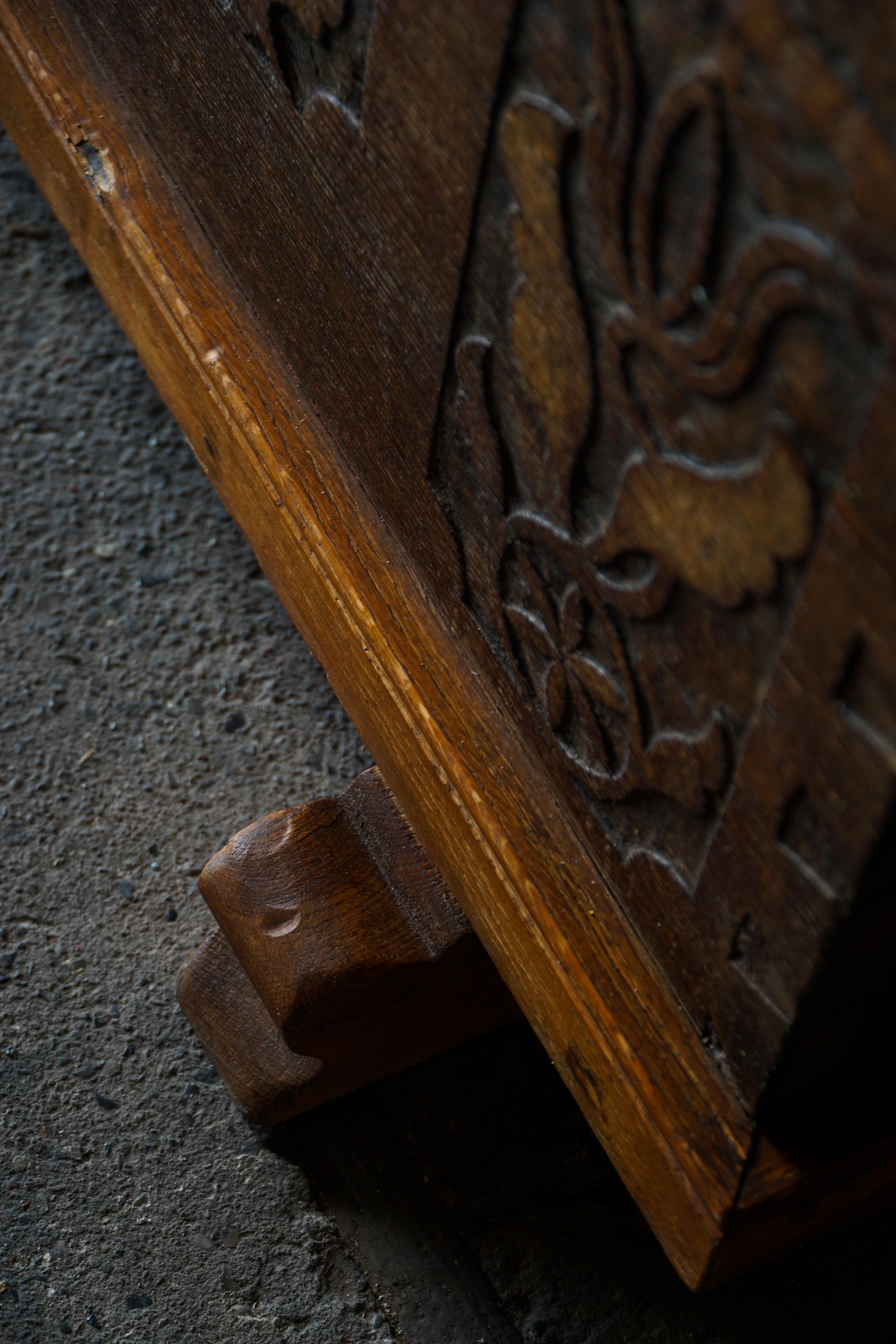Iron 18th Century Scandinavian Folk Art Oak Chest with Carved Panels, Dated 1764 For Sale