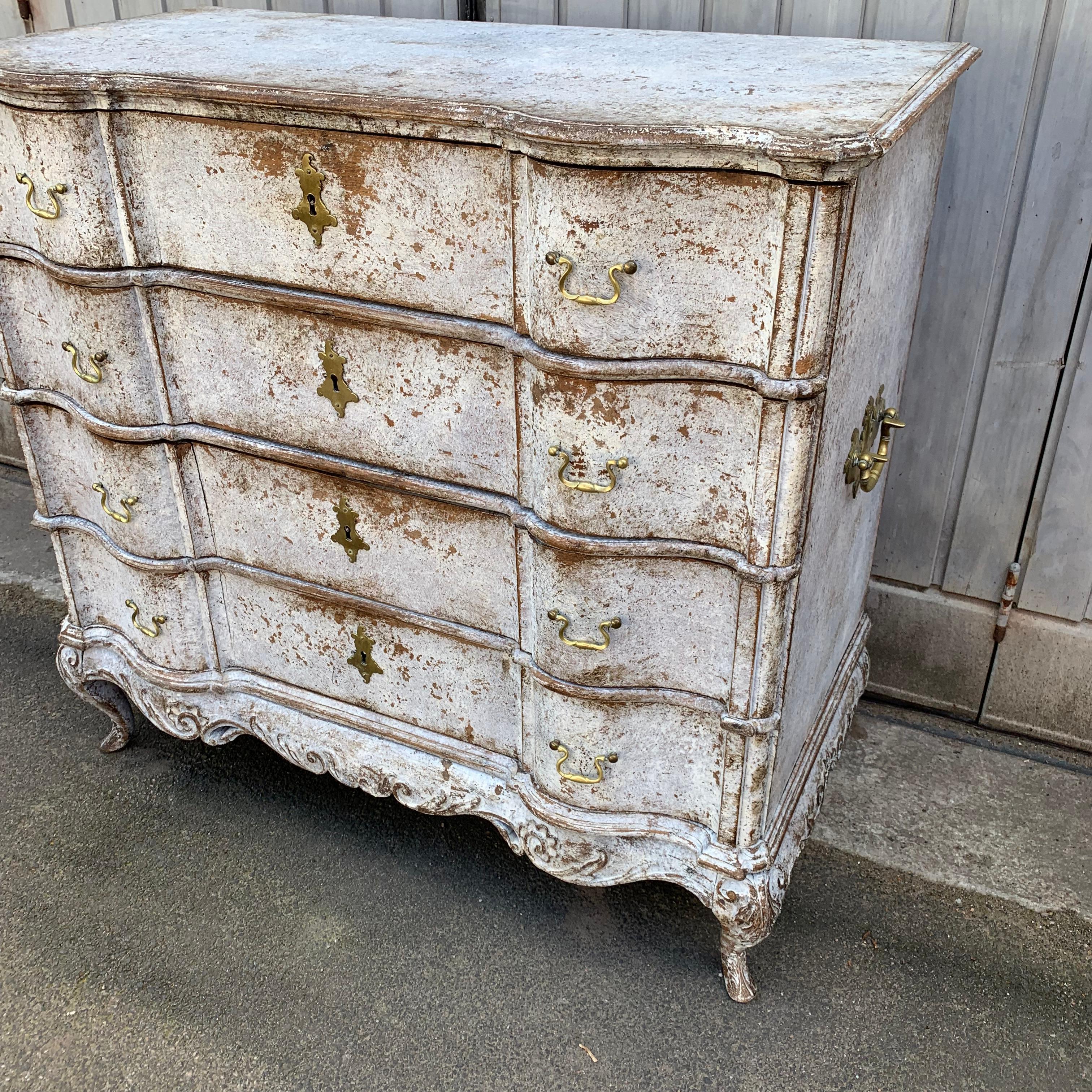 18th Century Scandinavian Painted Baroque Chest of Drawers For Sale 9