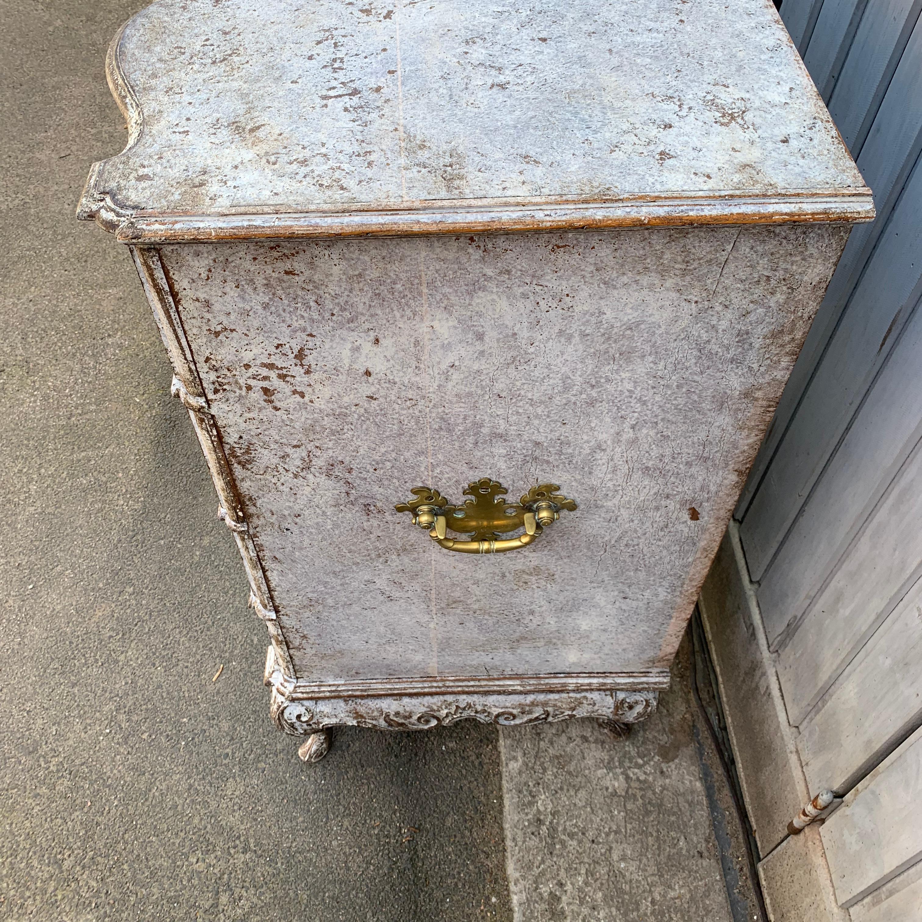 18th Century Scandinavian Painted Baroque Chest of Drawers For Sale 11