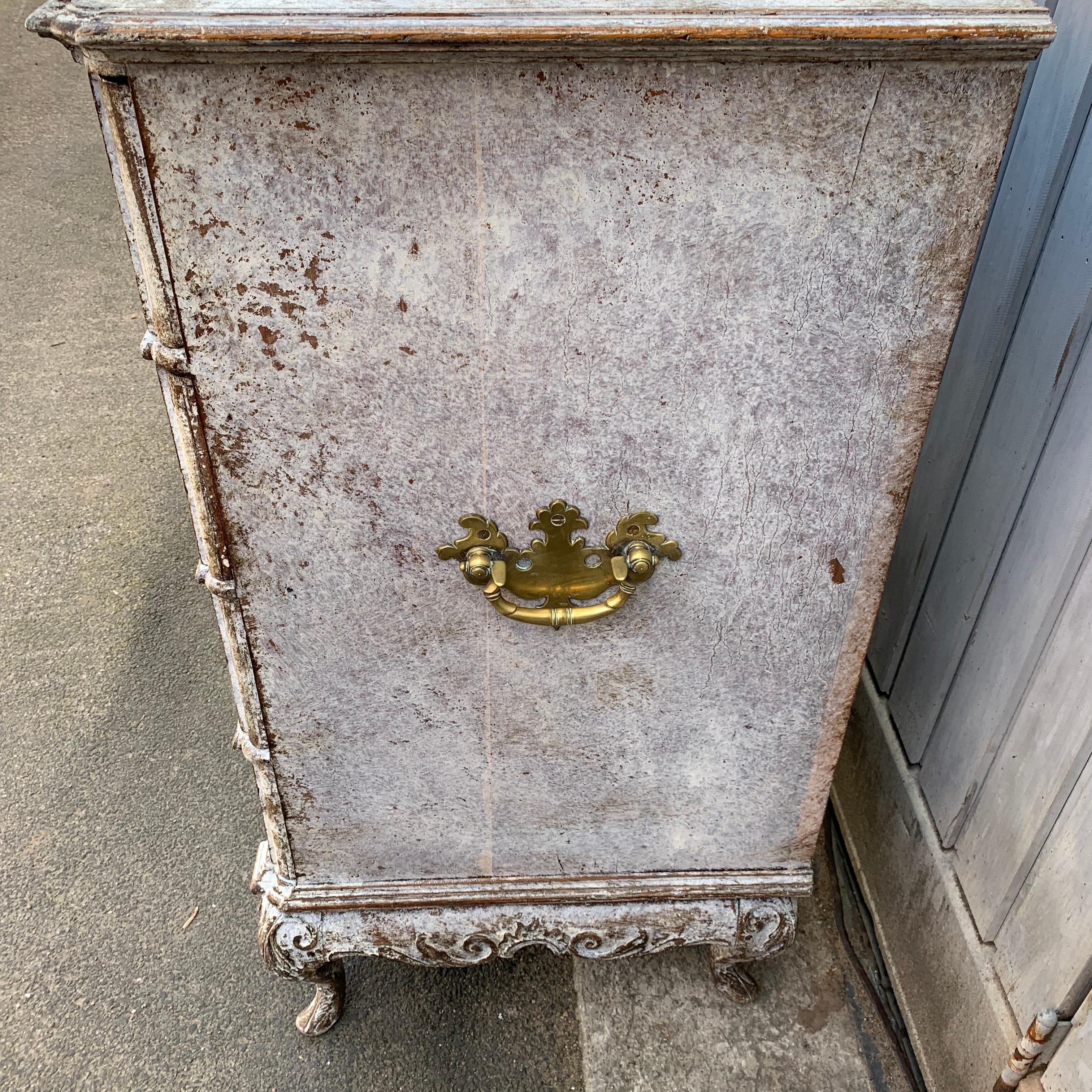18th Century Scandinavian Painted Baroque Chest of Drawers For Sale 13