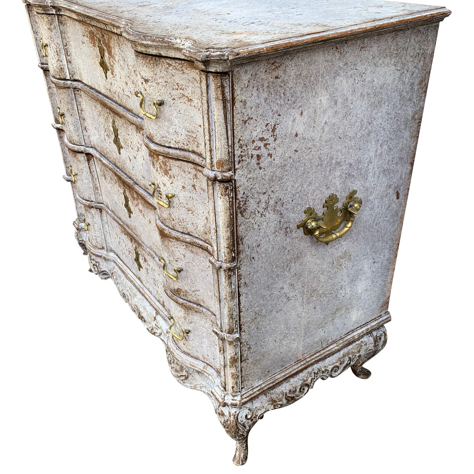 18th Century Scandinavian Painted Baroque Chest of Drawers In Good Condition For Sale In Haddonfield, NJ