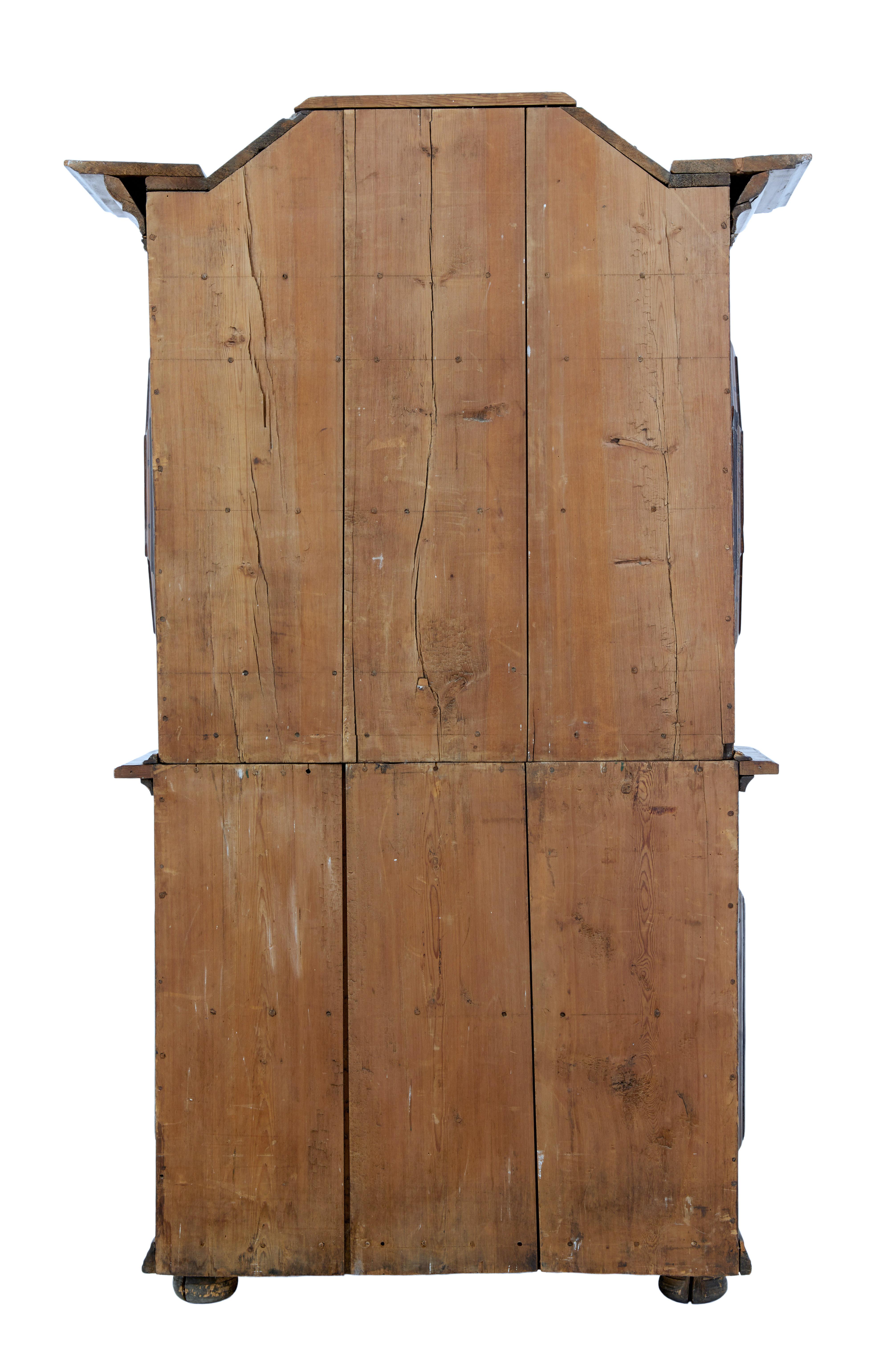 Woodwork 18th Century Scandinavian Pine Baroque Cupboard