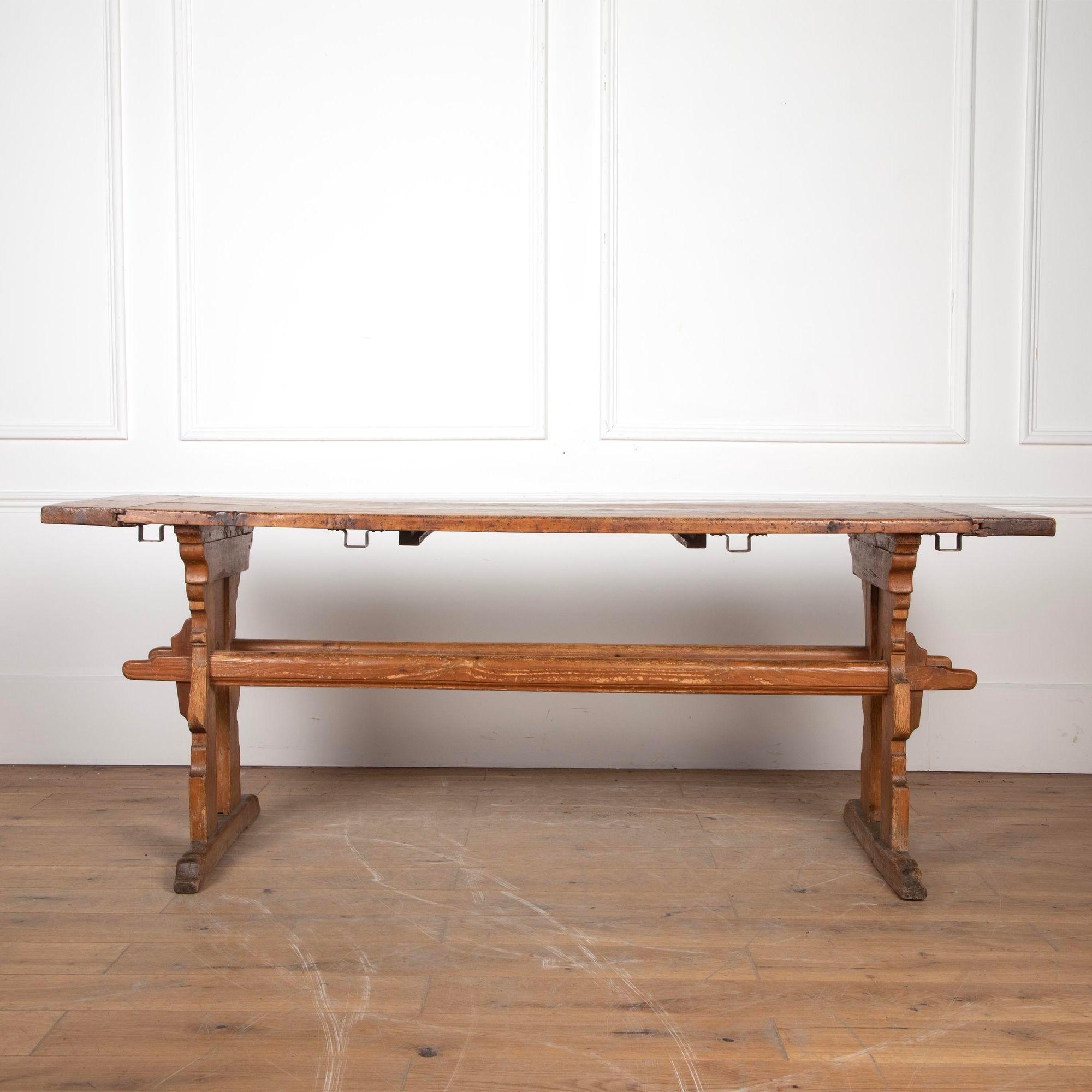 18th Century Scandinavian pine refectory table.
This table is of beautiful colour and does show signs of age related wear.