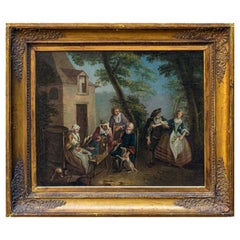 18th Century Scene with Spinner Piedmontese school Painting Oil on Canvas