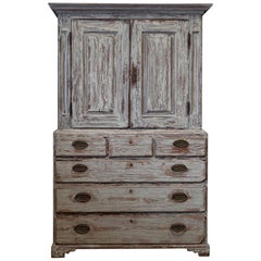 Used 18th Century Scottish Linen Press, Housekeepers Cupboard